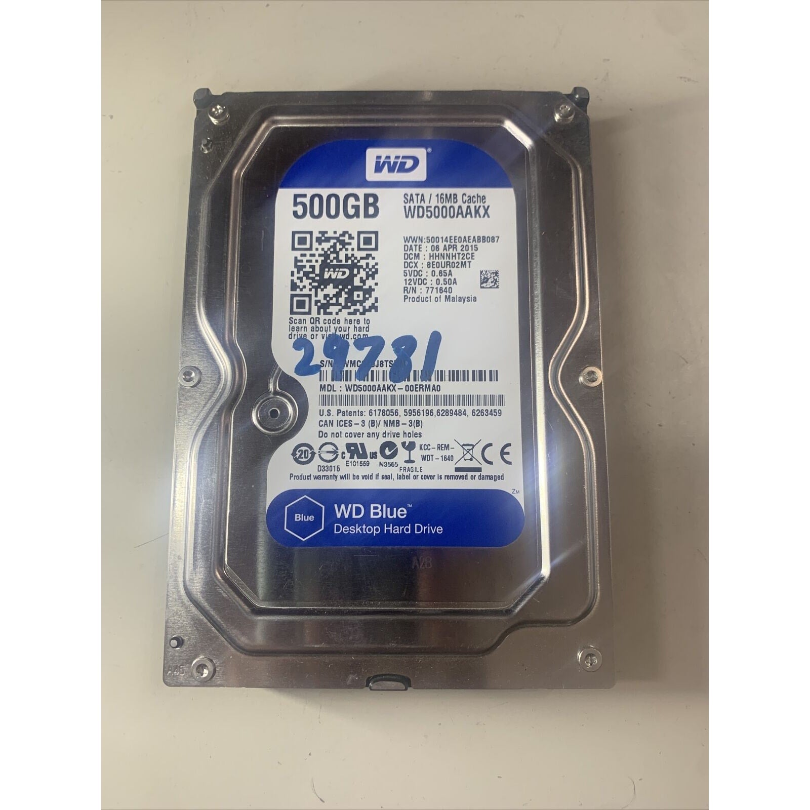 Western Digital WD5000AAKX-00ERMA0 500GB 3.5" SATA Desktop HDD 2060-771640-003