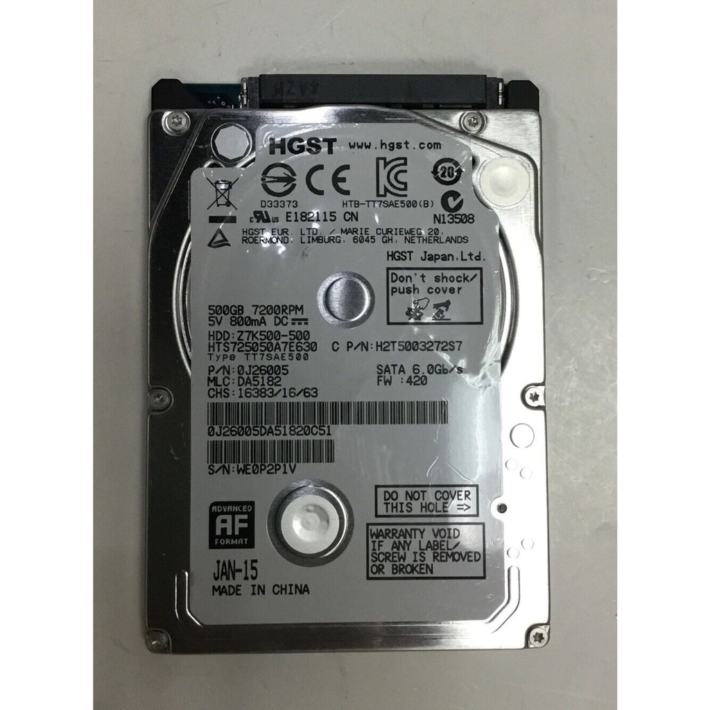 HGST Travelstar Z7K500 500GB, SATA 3, 2.5" Internal Hard Drive (HTS725050A7E630)