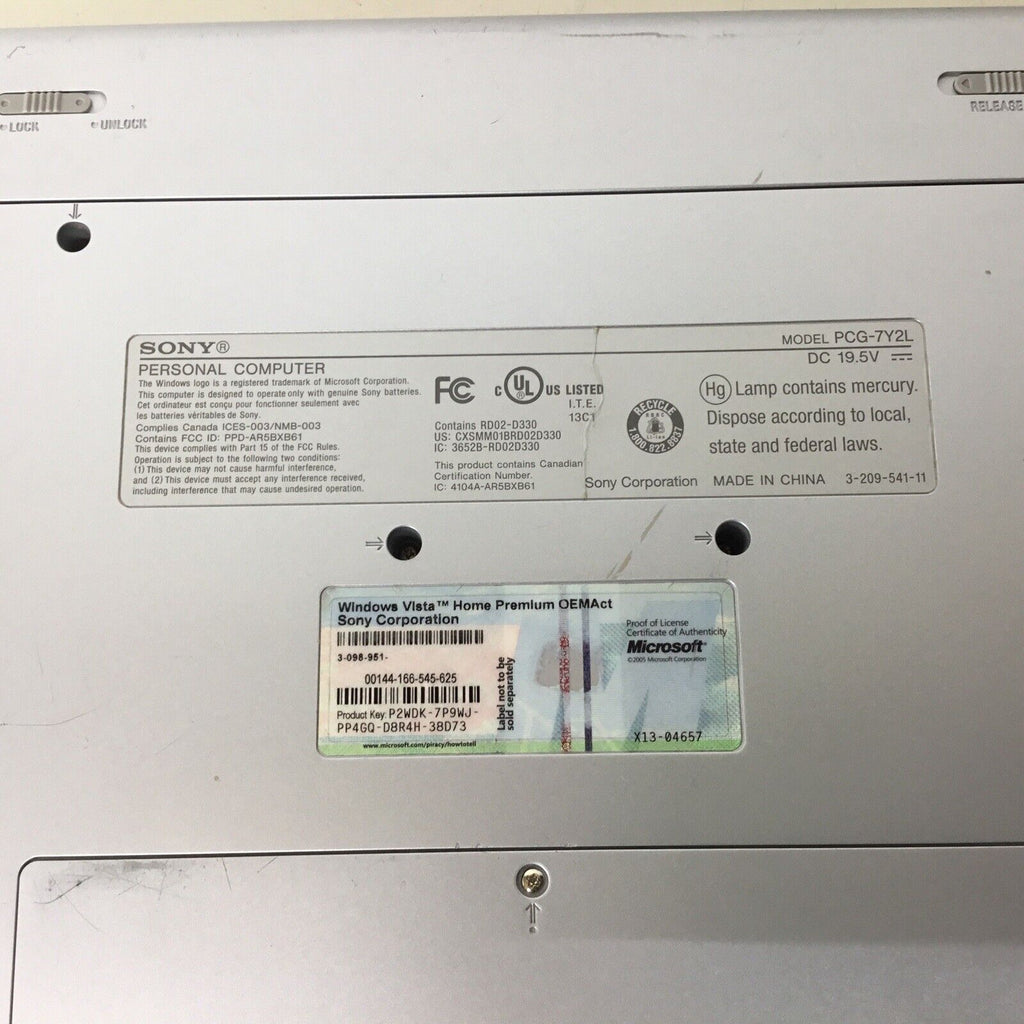 Sony Vaio PCG-7Y2L VGN-N320E 15.4" Laptop Personal Computer - For Parts