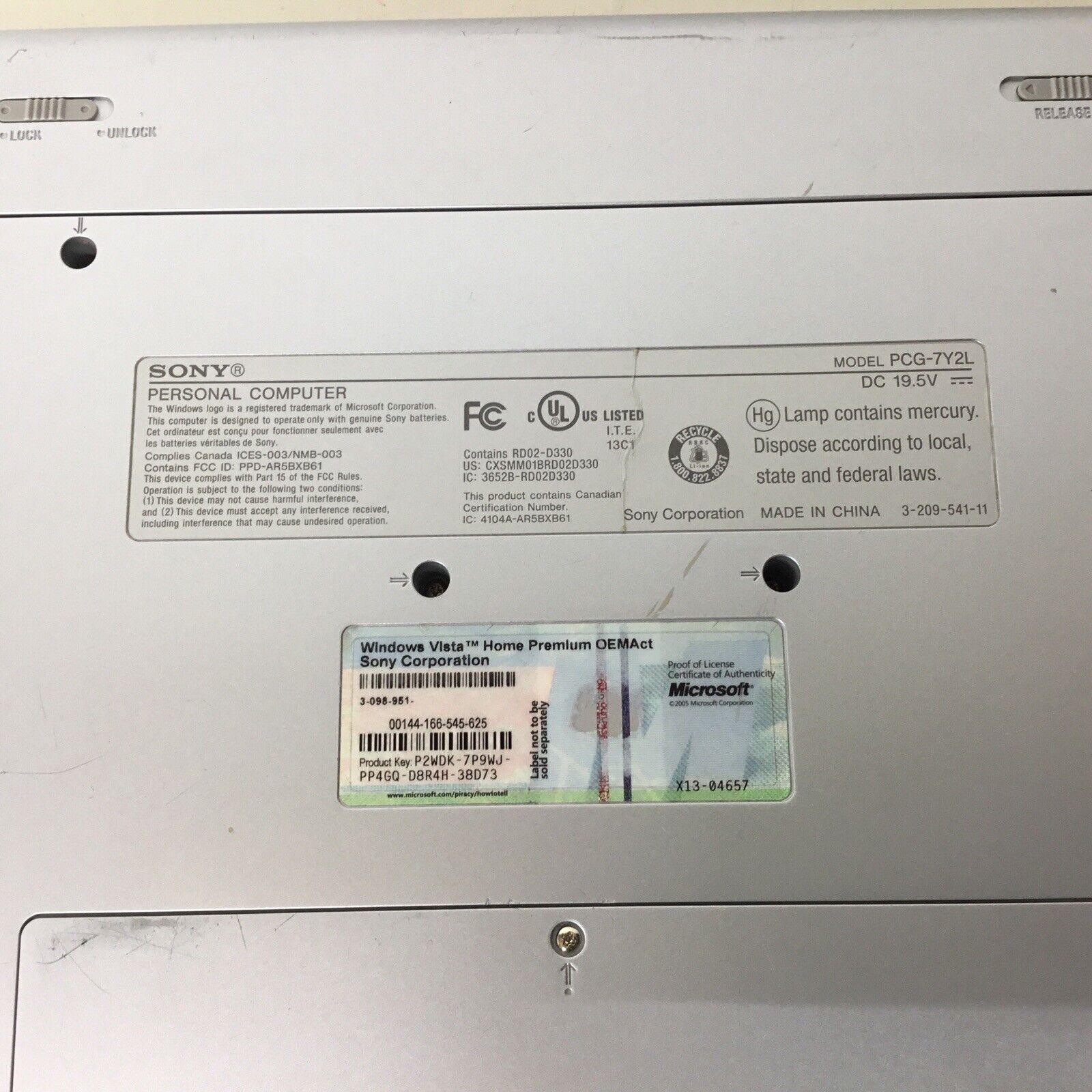 Sony Vaio PCG-7Y2L VGN-N320E 15.4" Laptop Personal Computer - For Parts