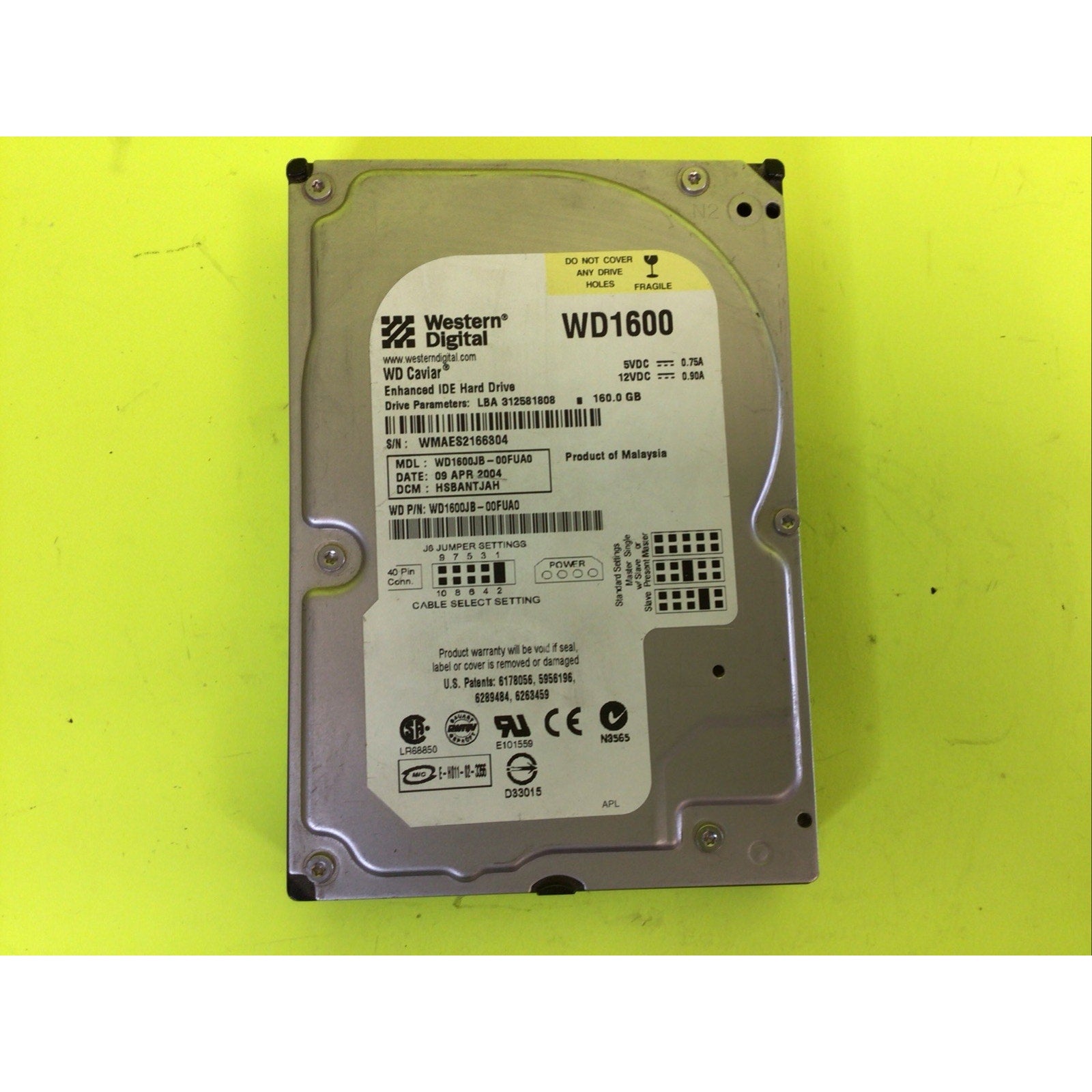 Western Digital WD1600JB-00FUA0 160GB IDE Hard Drive DCM: HSBANTJAH