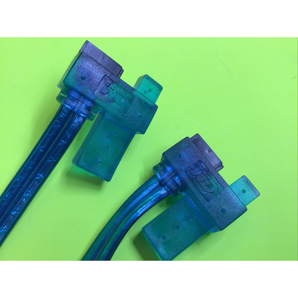 2 Pack of Western Digital Decorative SATA Cables Translucent Blue