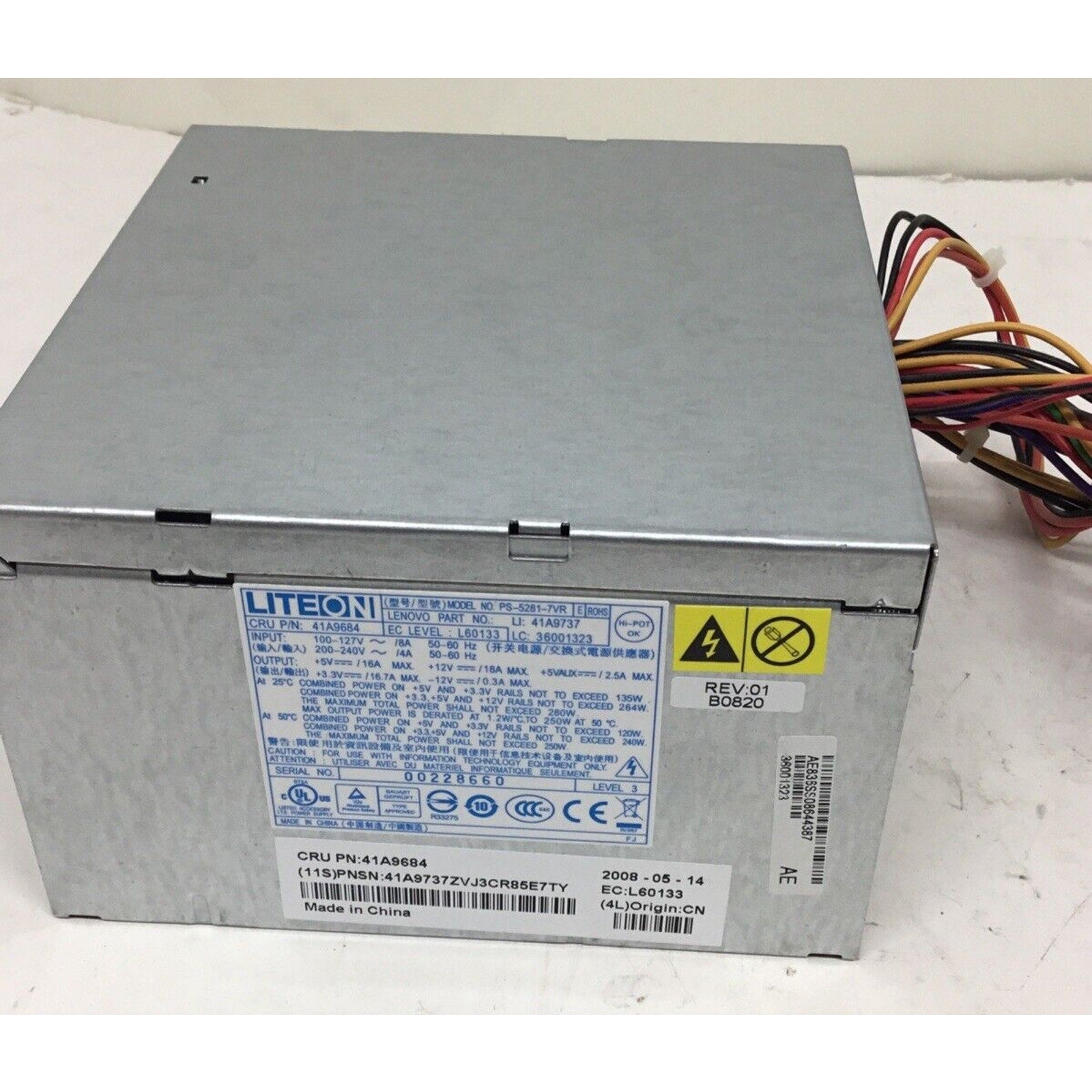 LiteOn PS-5281-7VW / 280W Power Supply / 41A9679 / No power cord