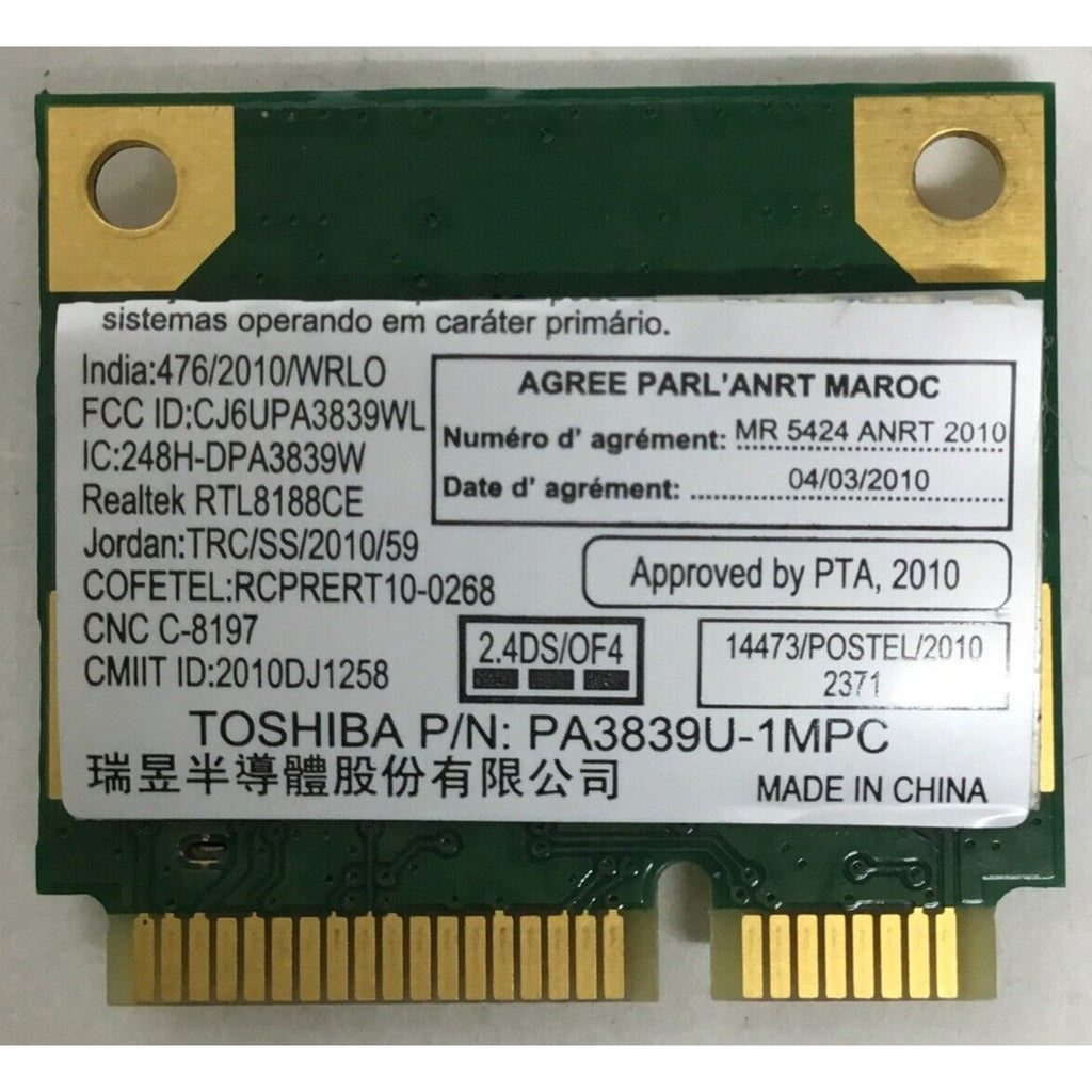 PA3839U-1MPC GENUINE TOSHIBA WIRELESS CARD ASSEMBLY SATELLITE
