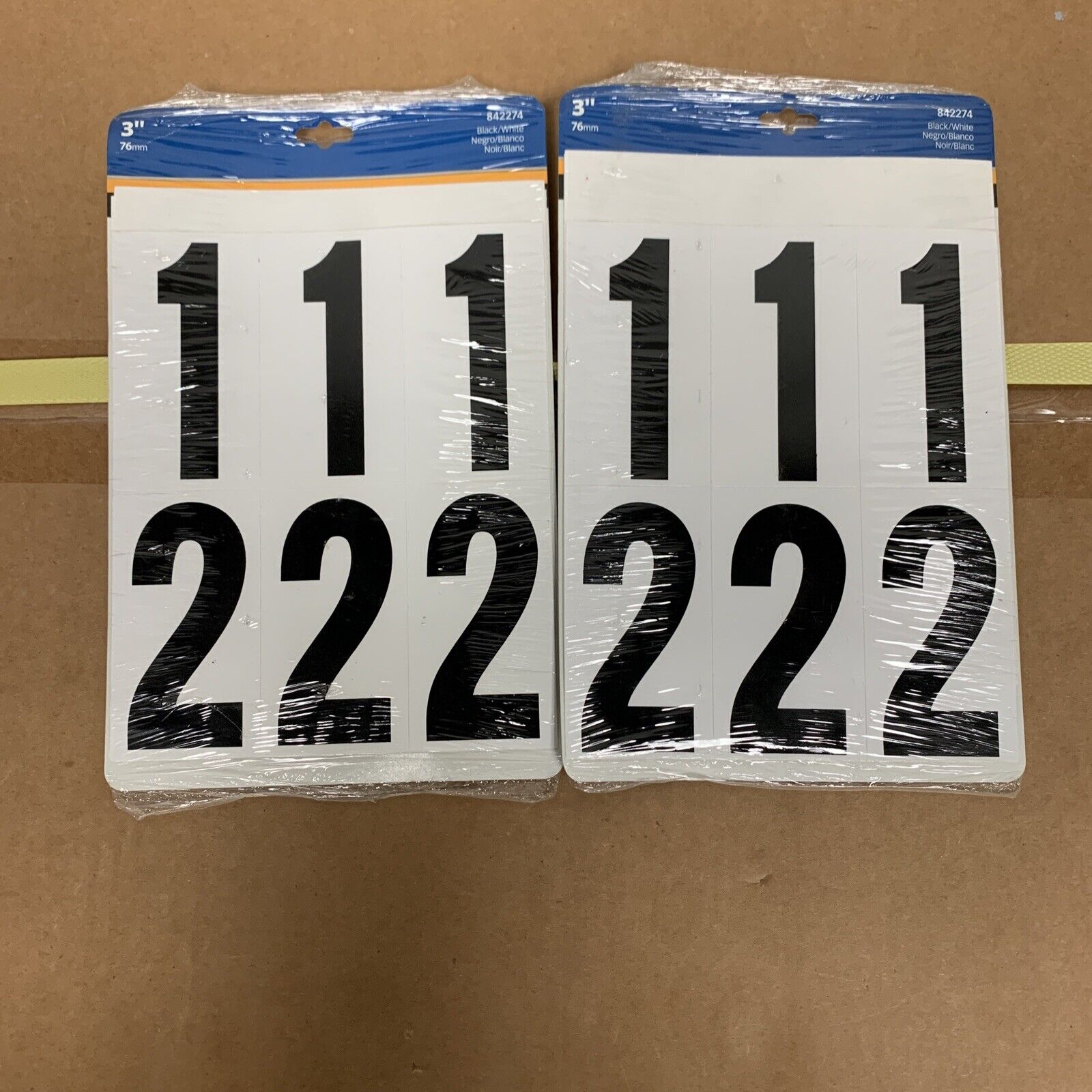 2-pack Hillman HILLMAN-842274 842274 3" Peel-Off Black & White Vinyl Numbers