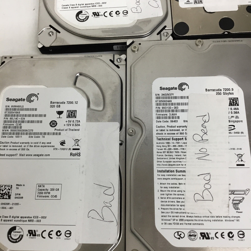 Parts 1x Seagate 250GB 2x Seagate 320GB 1x Samsung 500GB Toshiba 750GB WD 1TB