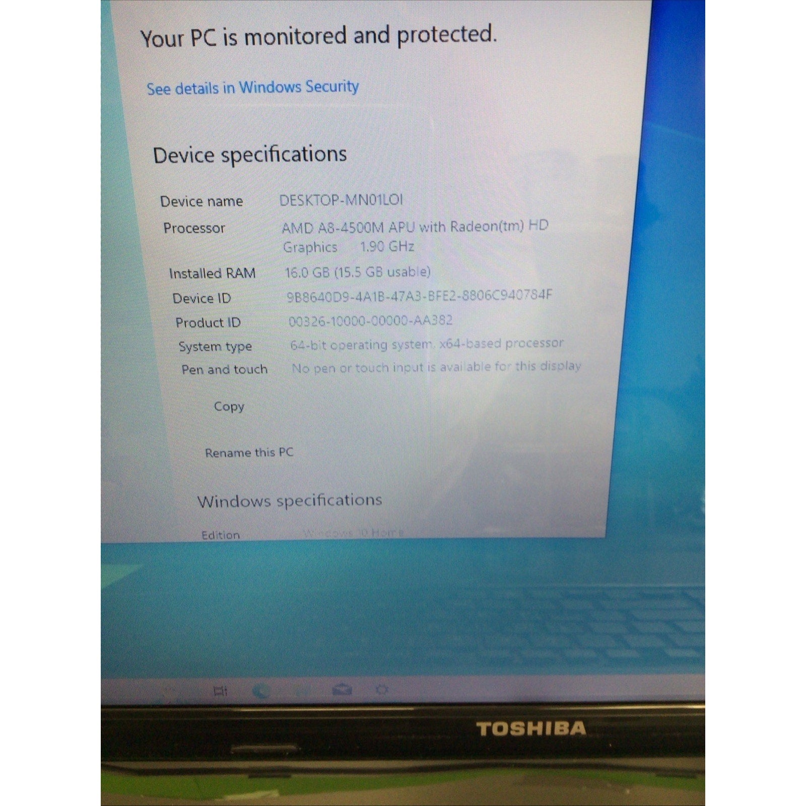 Toshiba Satellite L875D-S7232 AMD A8 4500M 16GB RAM 180GB SSD
