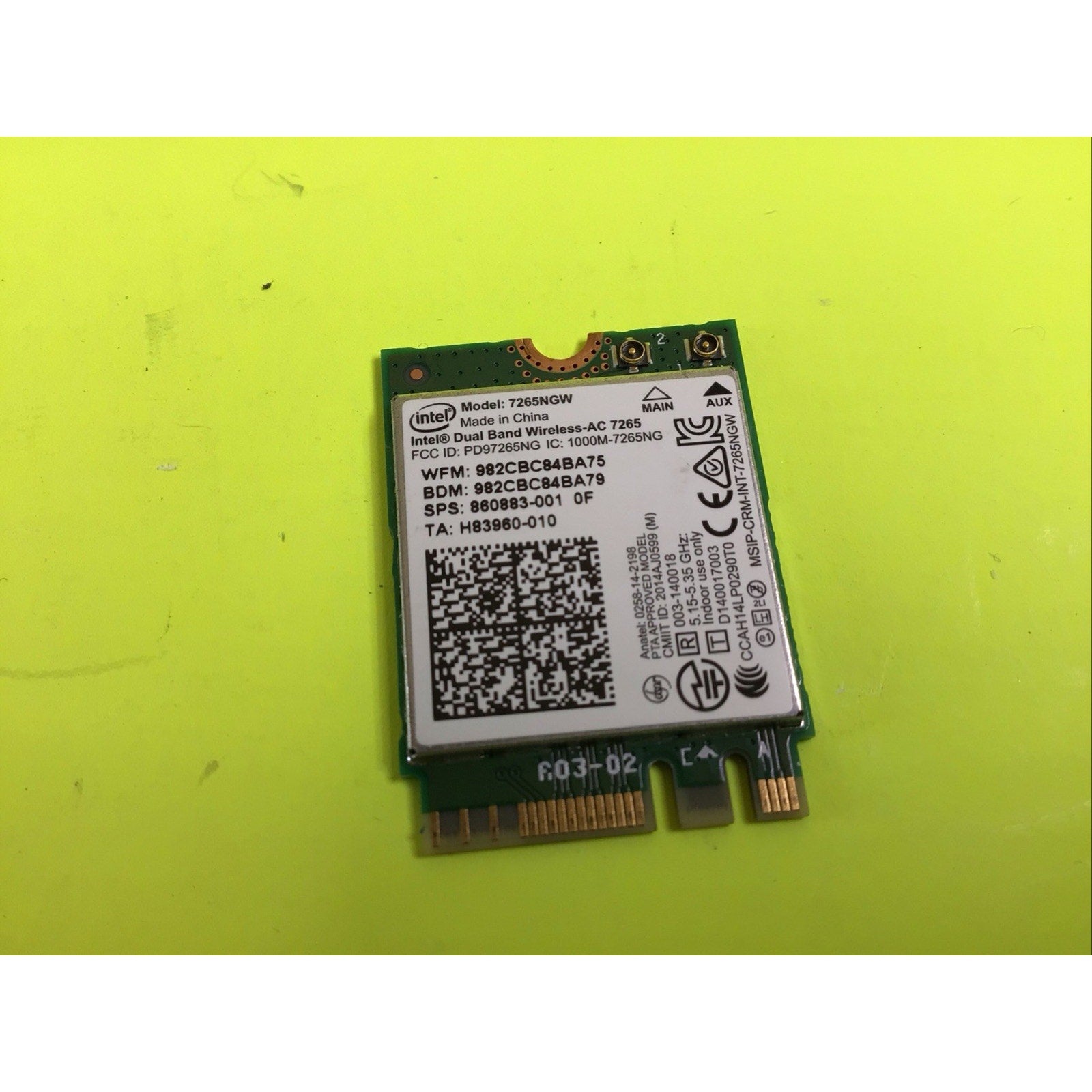 Intel 7265NGW Network Interface Card