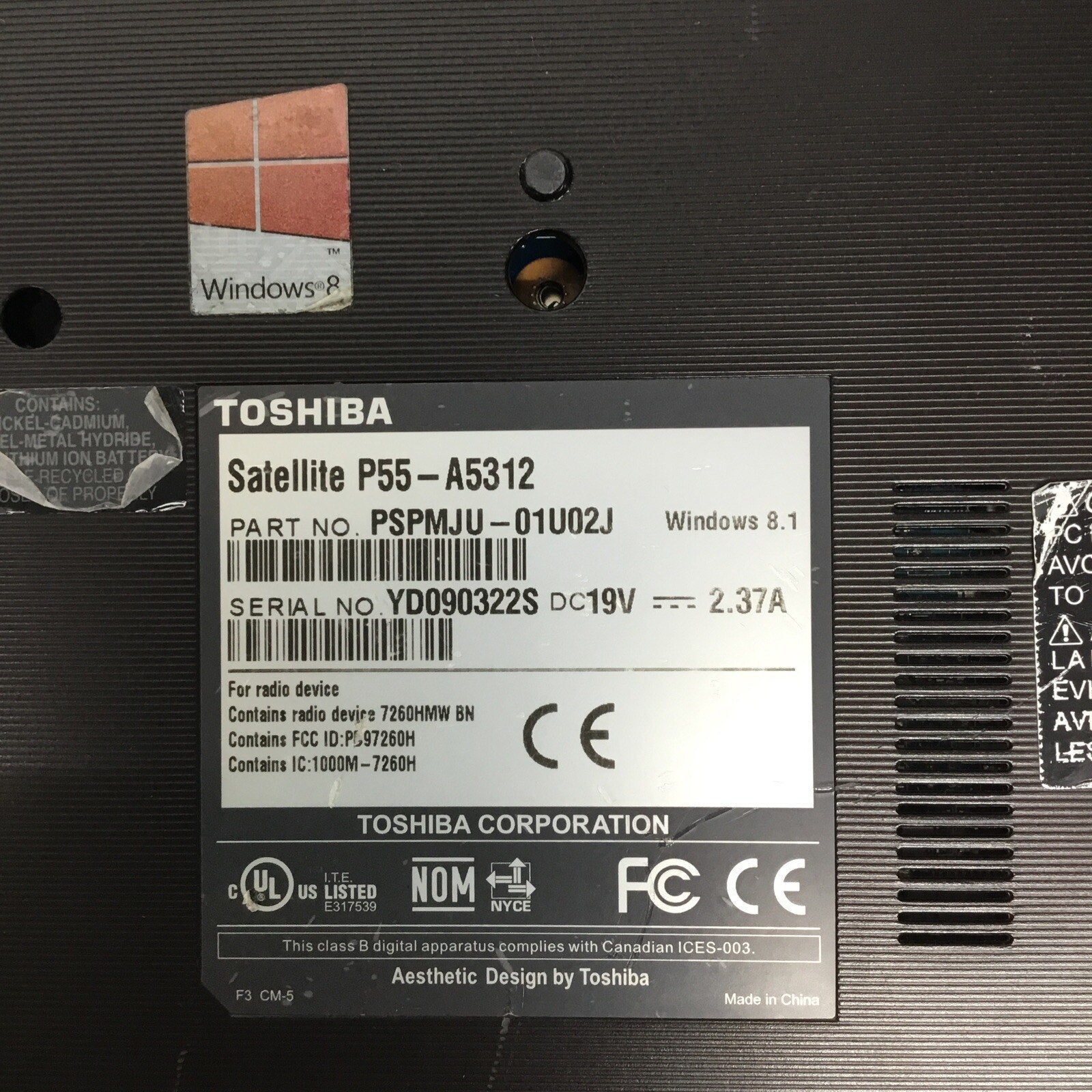 READ DESC Toshiba Satellite P55-A5312 15" Laptop Intel Core i7 For Parts/Repair