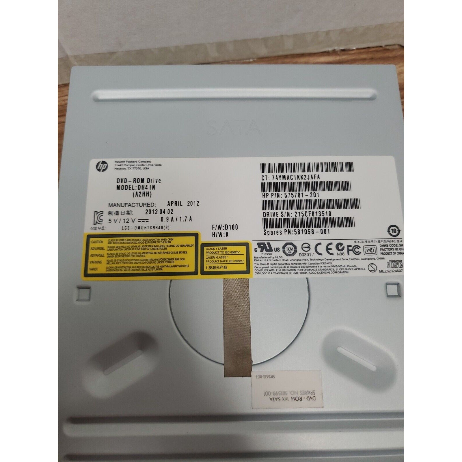 HP DH41N A2HH DVD ROM Drive 8200 Elite 575781-201 581058-001 581599-001