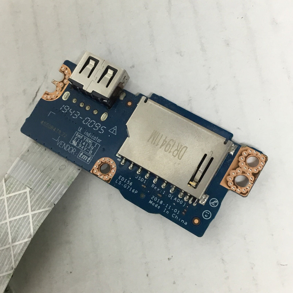 Dell Inspiron 3481 14" Genuine USB Card Reader Board w/Cable LS-G716P 39M5P
