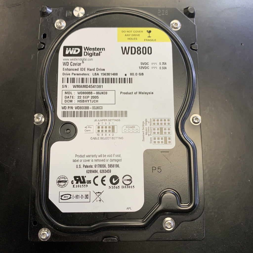 WESTERN DIGITAL CAVIAR WD800BB-00JKC0 80GB 7200RPM ATA / IDE 2MB CACHE 3.5"