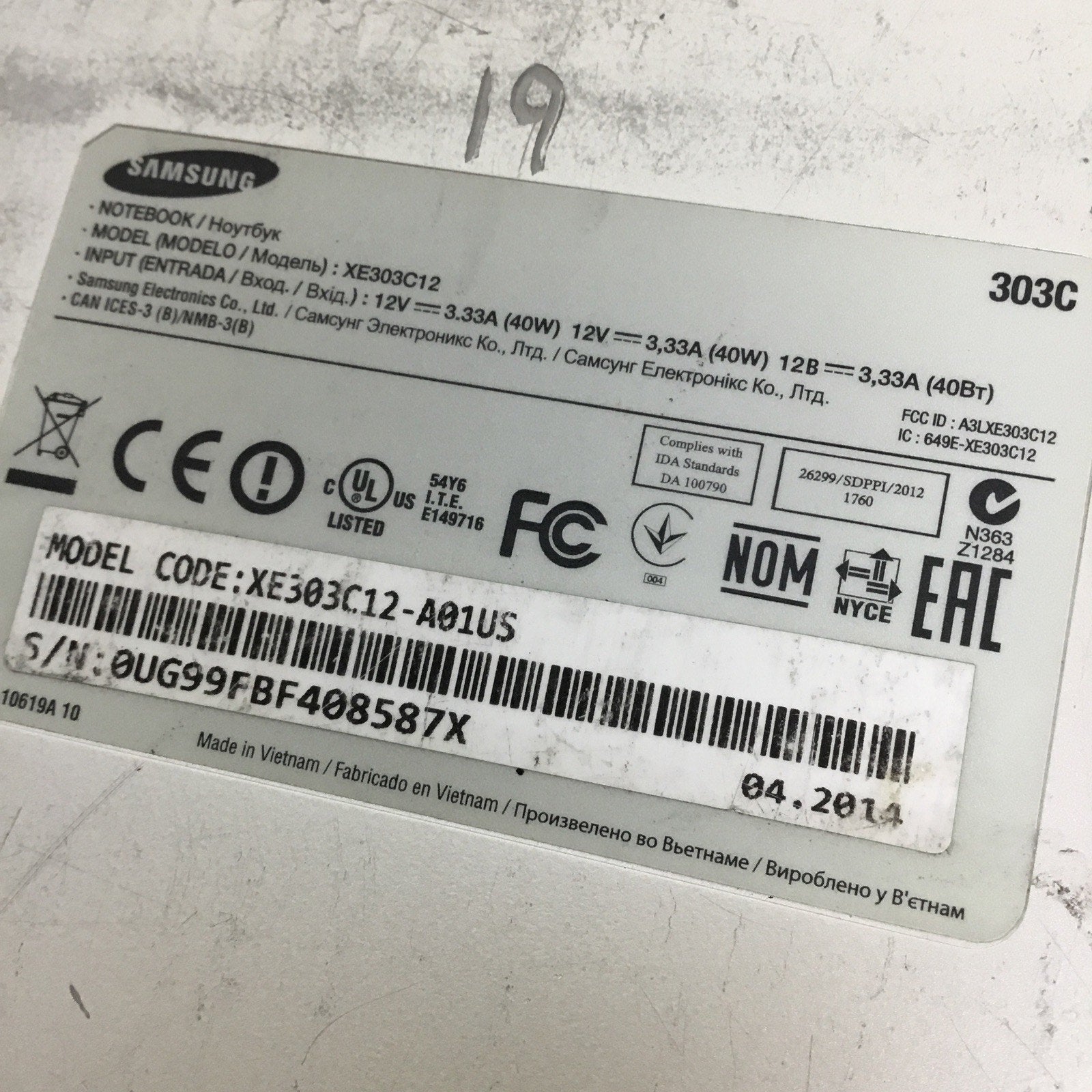 LOT OF 4 Samsung Chromebook (XE303C12-A01US) 11.6" For Parts