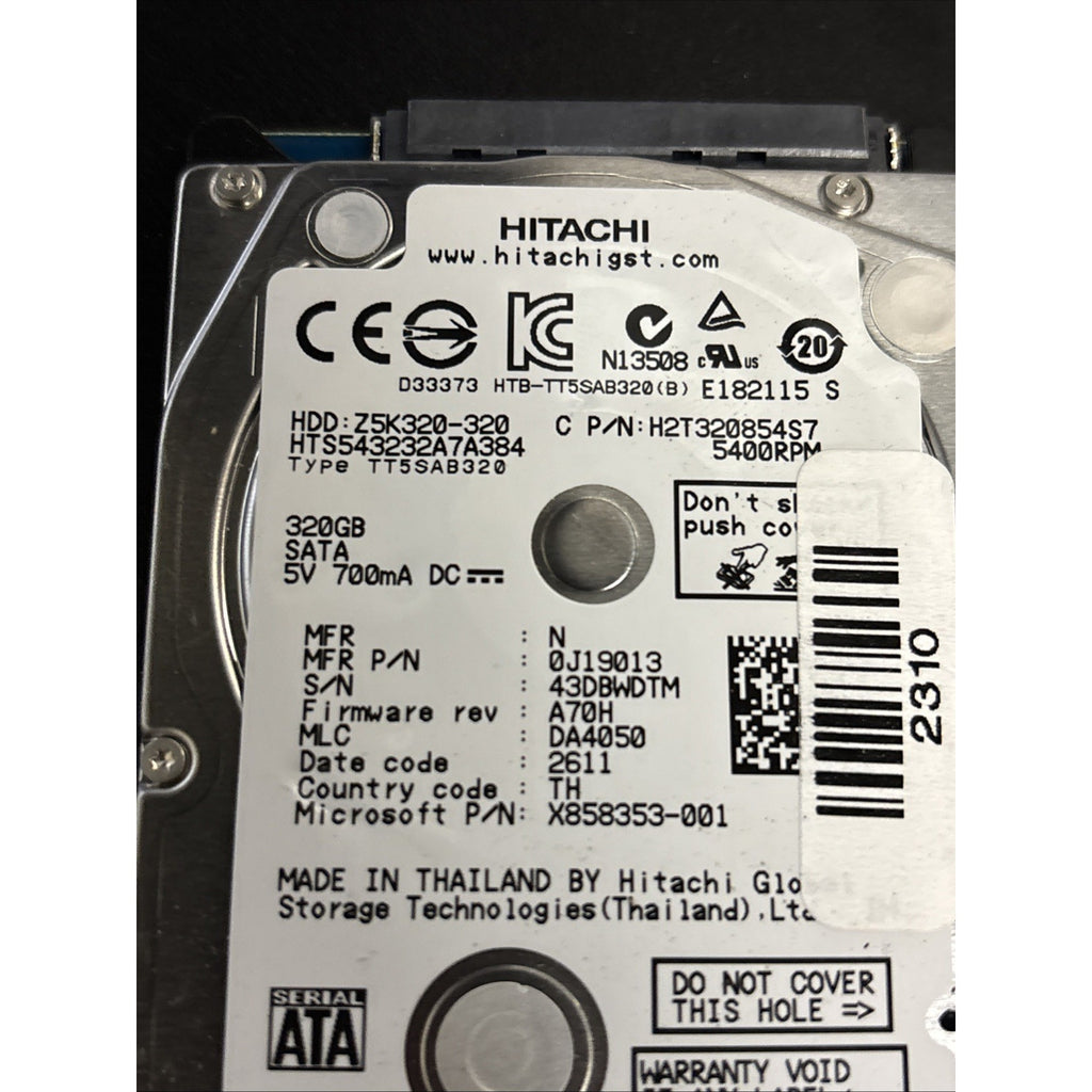 HGST 320GB 5400RPM HDD HARD DRIVE H2T320854S7 0J19013 Z5K320-320 HTS543232A7A384