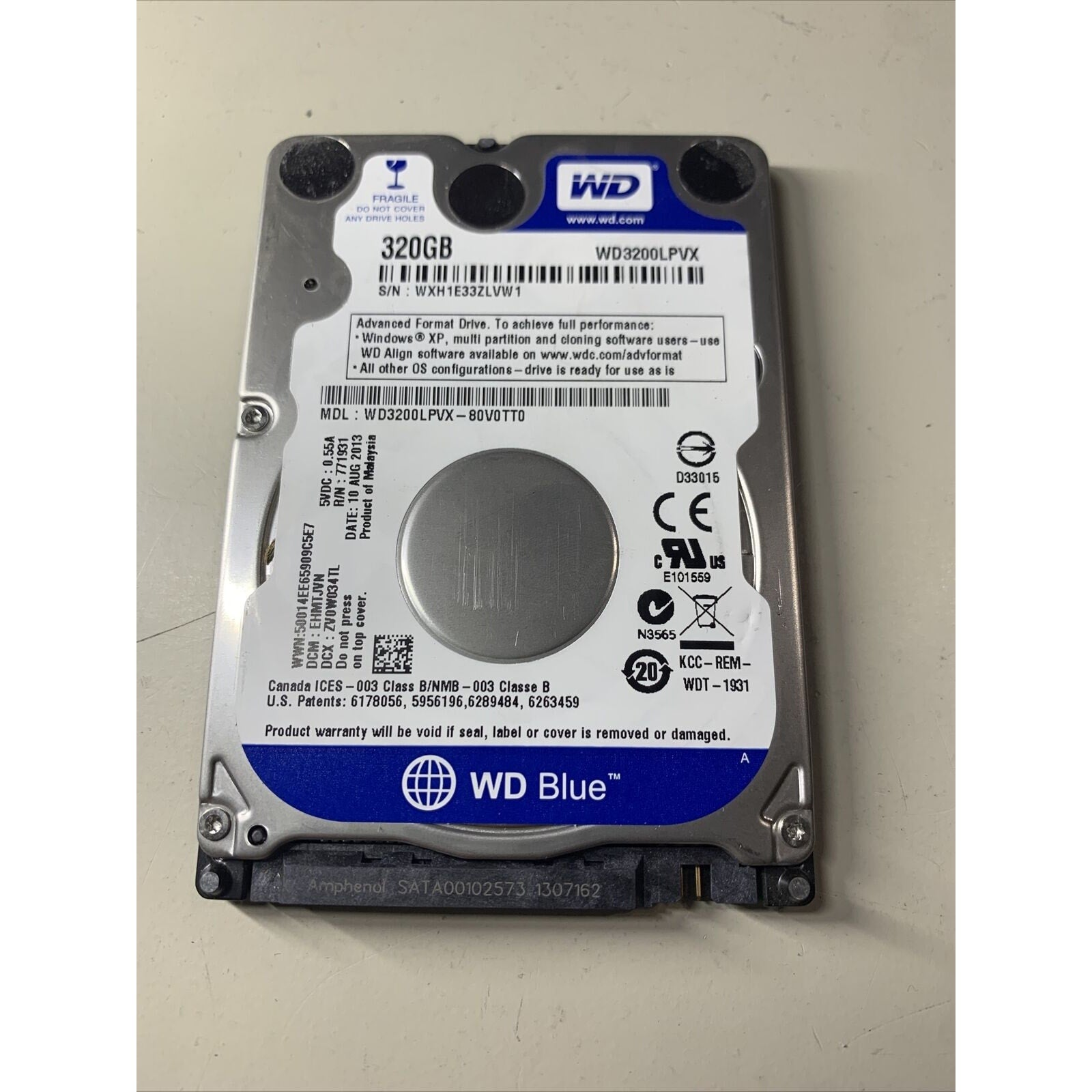 Western Digital Blue 500GB Internal, 5400RPM, 2.5” WD5000LPVX-80V0TT0 Hard Drive