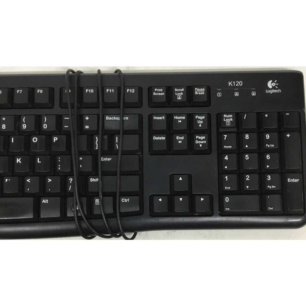 Logitech K120 Ergonomic Desktop Wired Keyboard USB Black - Number Pad - Tested