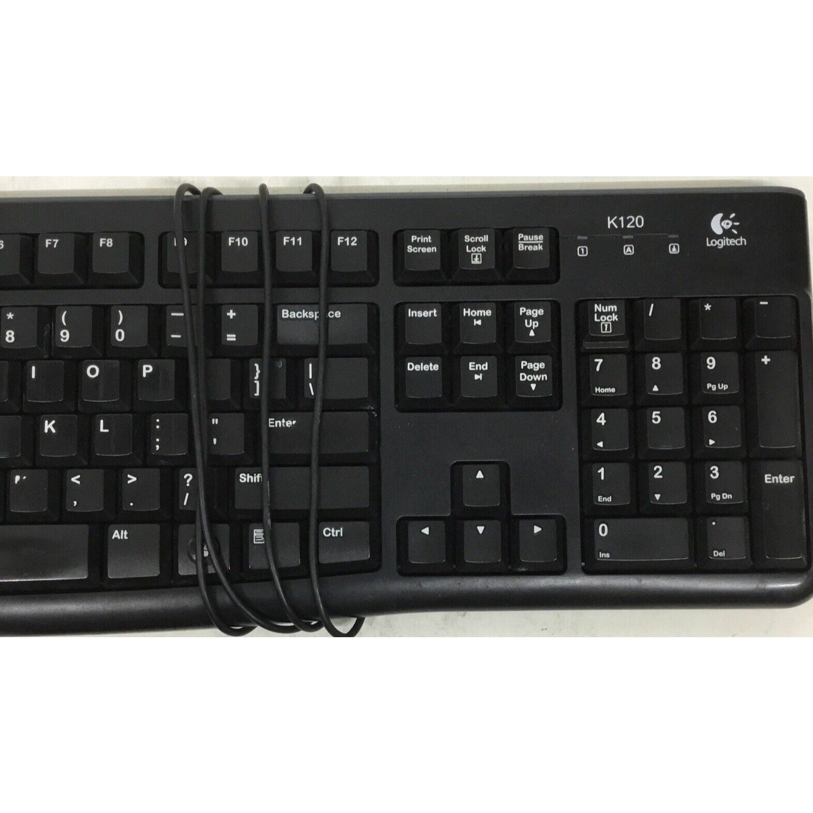 Logitech K120 Ergonomic Desktop Wired Keyboard USB Black - Number Pad - Tested