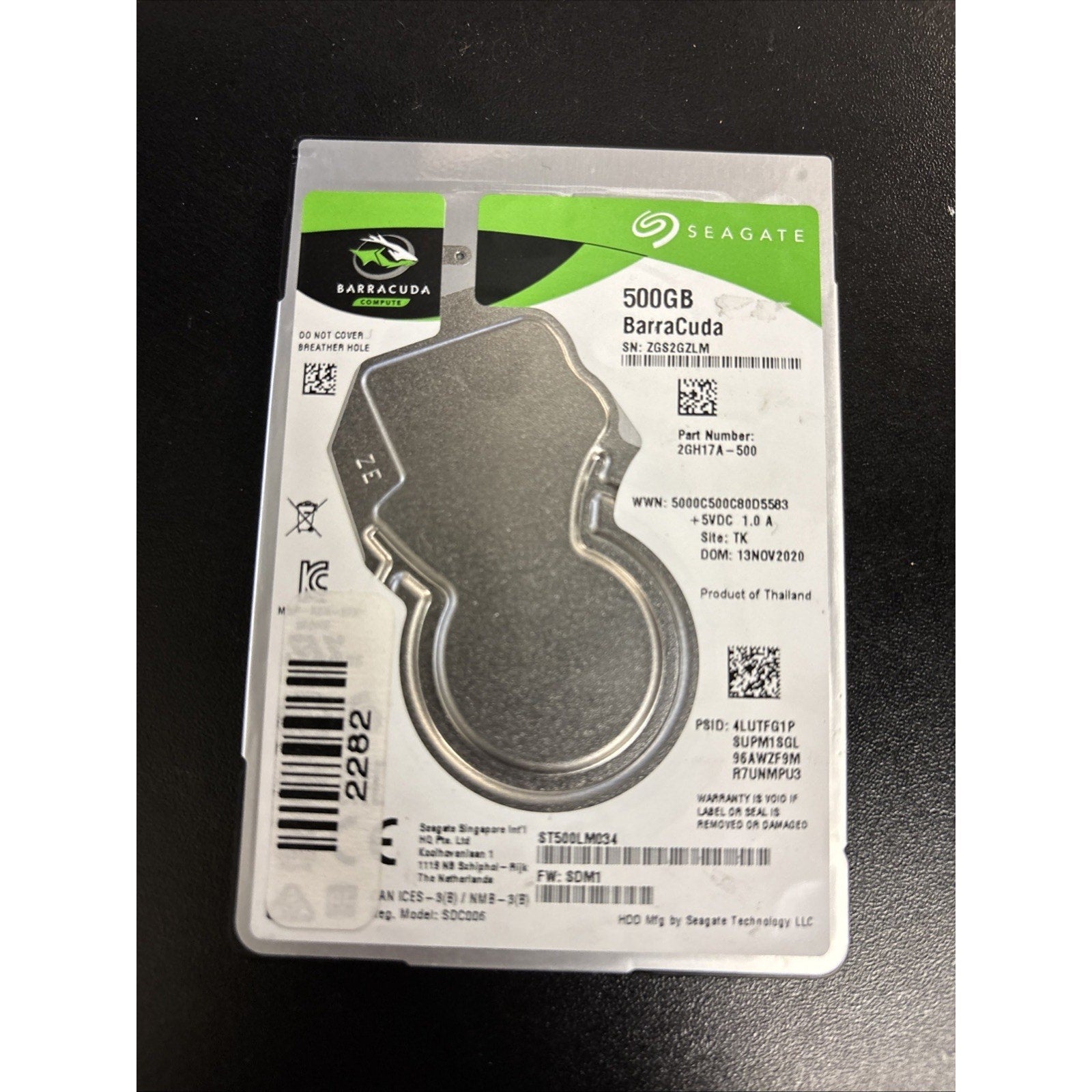 SEAGATE ST500LM034 P/N: 2GH17A-500 500GB 2.5" Laptop Hard Drive FW: SDM1