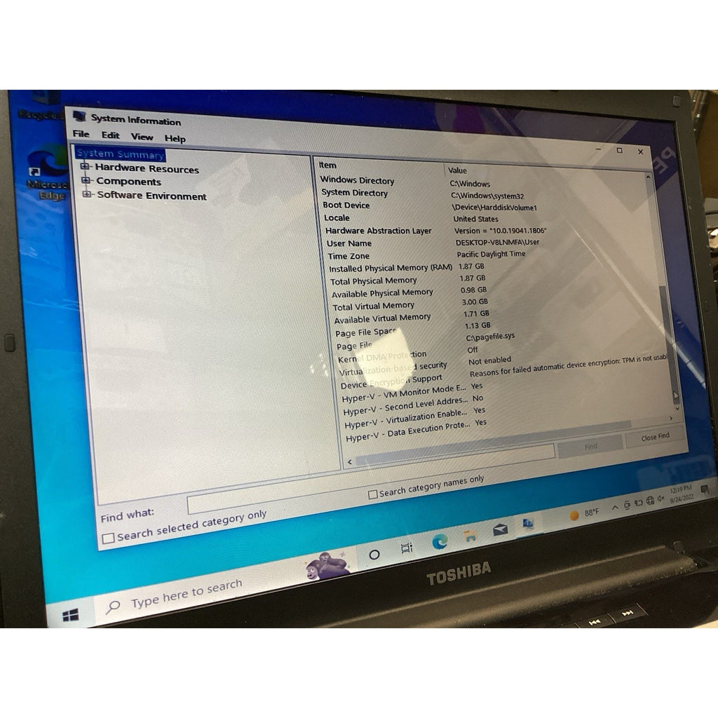 Toshiba Satellite A215-S7437 Laptop AMD Turion 64 X2 2GB RAM 120GB SSD-For Parts