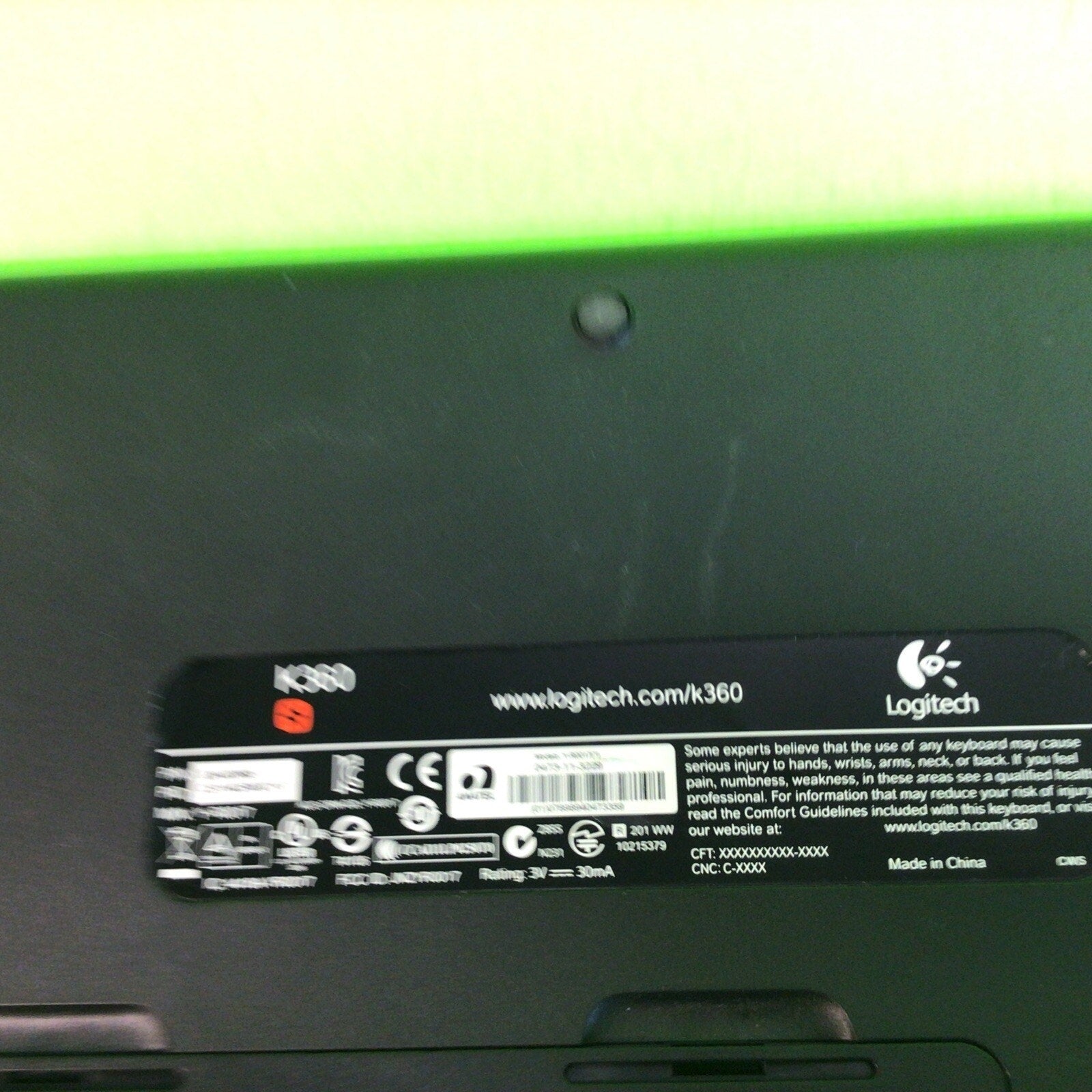 LOGITECH K360 Wireless Keyboard with Dongle