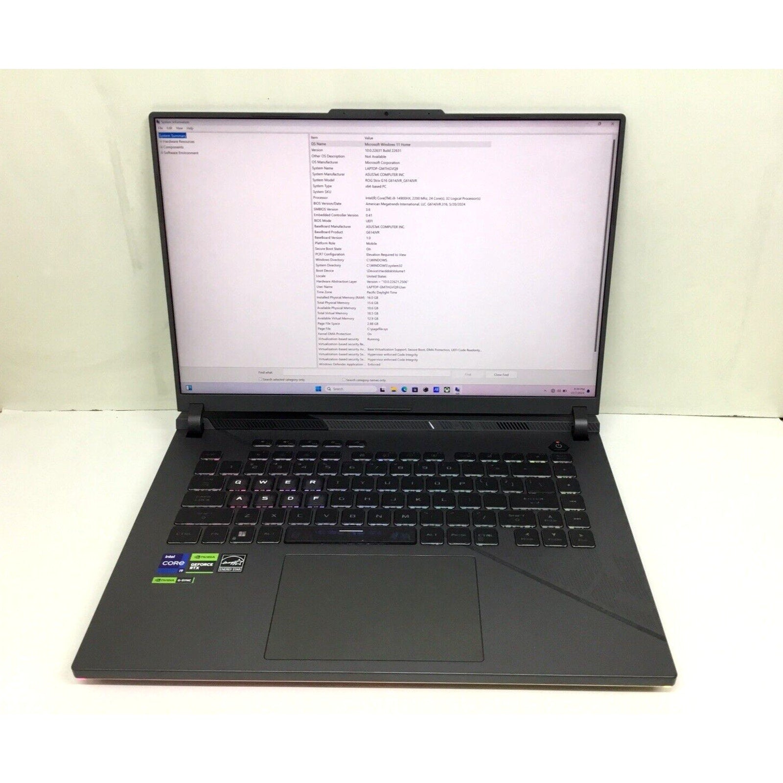 ASUS ROG Strix G16 G614JVR-ES94 16" i9-14900HX 2.2GHz 16GB RAM 1TB SSD RTX 4060