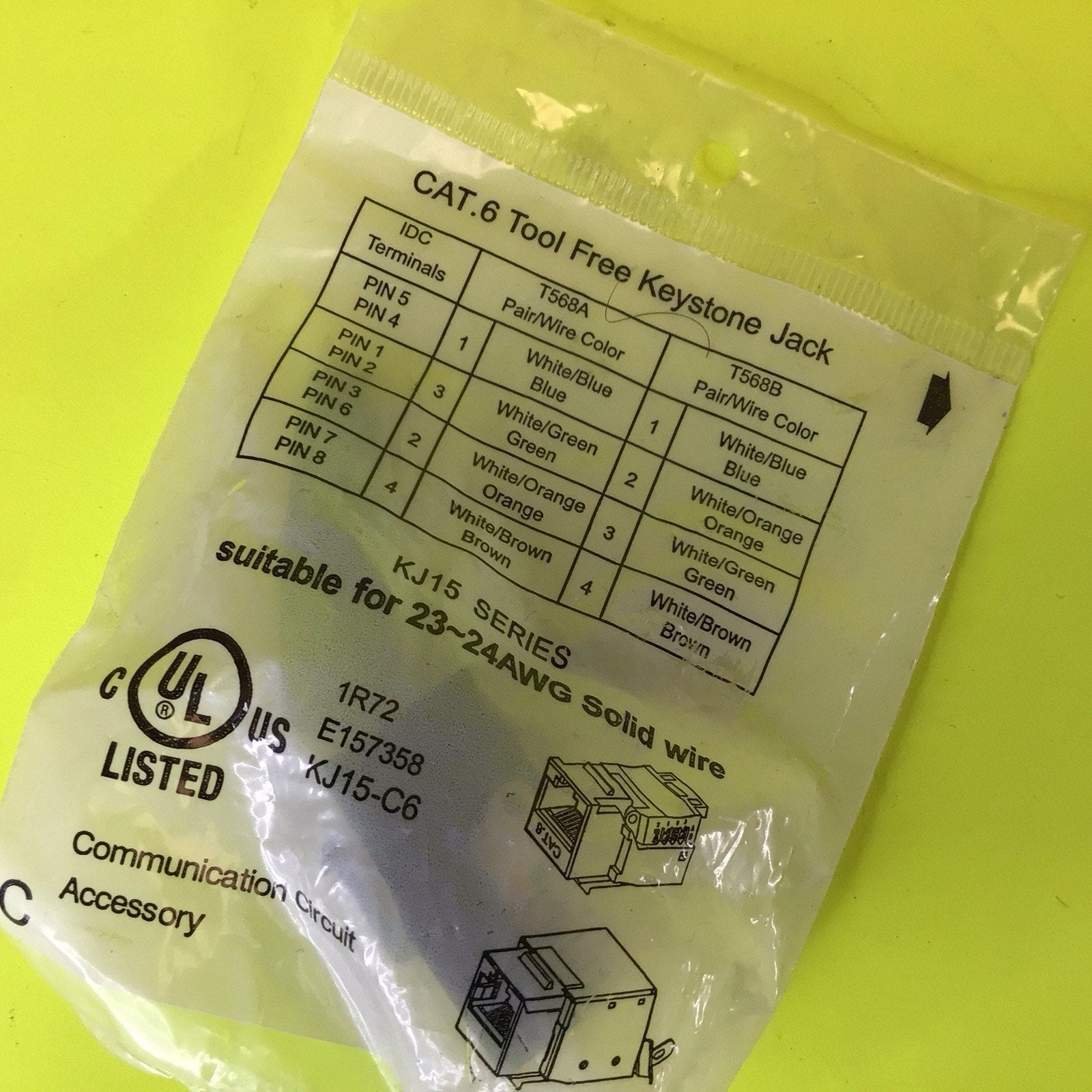 6 Pack of Cat 6 Tool Free Keystone Jack Black