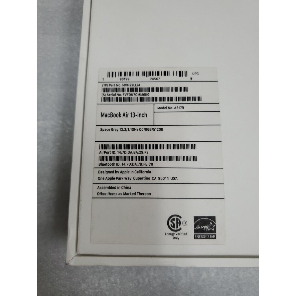 *EMPTY BOX ONLY*! MacBook Air 13-inch A2179 Space Gray *EMPTY BOX ONLY*!