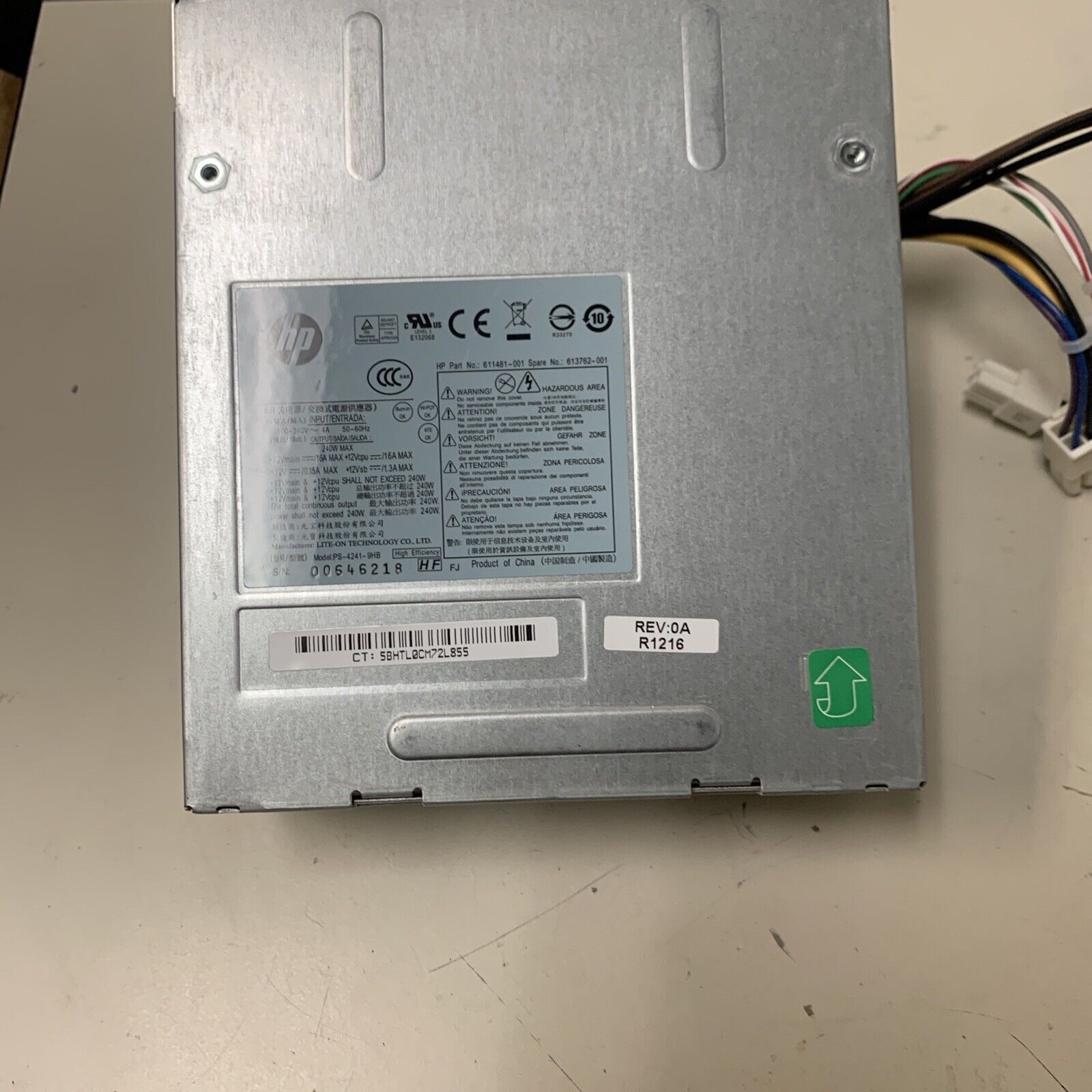 HP Switching Power Supply Model PS-4241-9HB P/N 611481-001 / 613762-001 240W