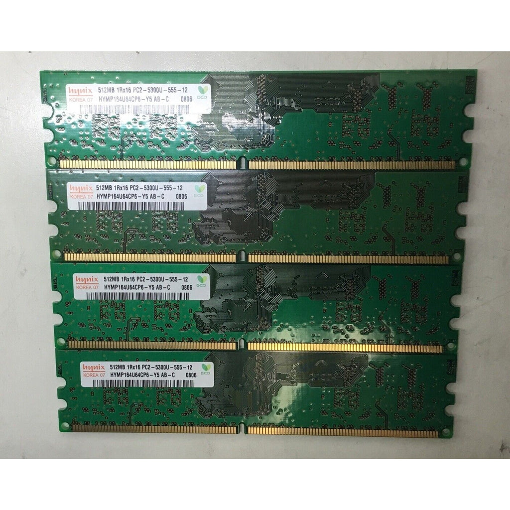 Lot of 4 - HYNIX Memory Card HYMP16U64CP6-Y5 AB-C (512MBx4) 1Rx16 PC2-5300U
