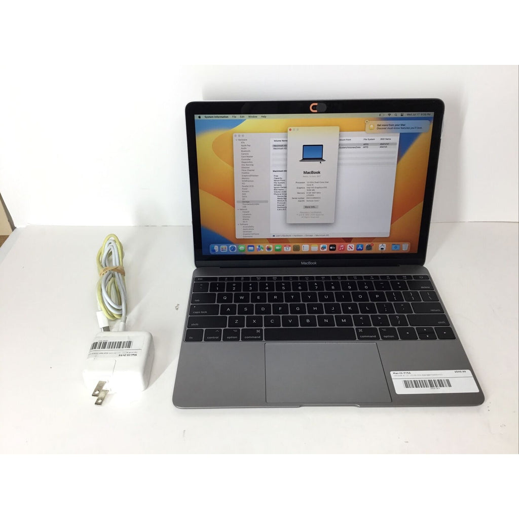 Apple MacBook 2017 12” Intel Core i5 ‎1.3GHz 8GB RAM 512GB SSD