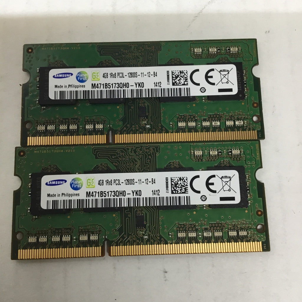 LOT OF 2 Samsung Laptop Memory 4GB 1Rx8 PC3L-12800S- M471B5173QH0-YK0