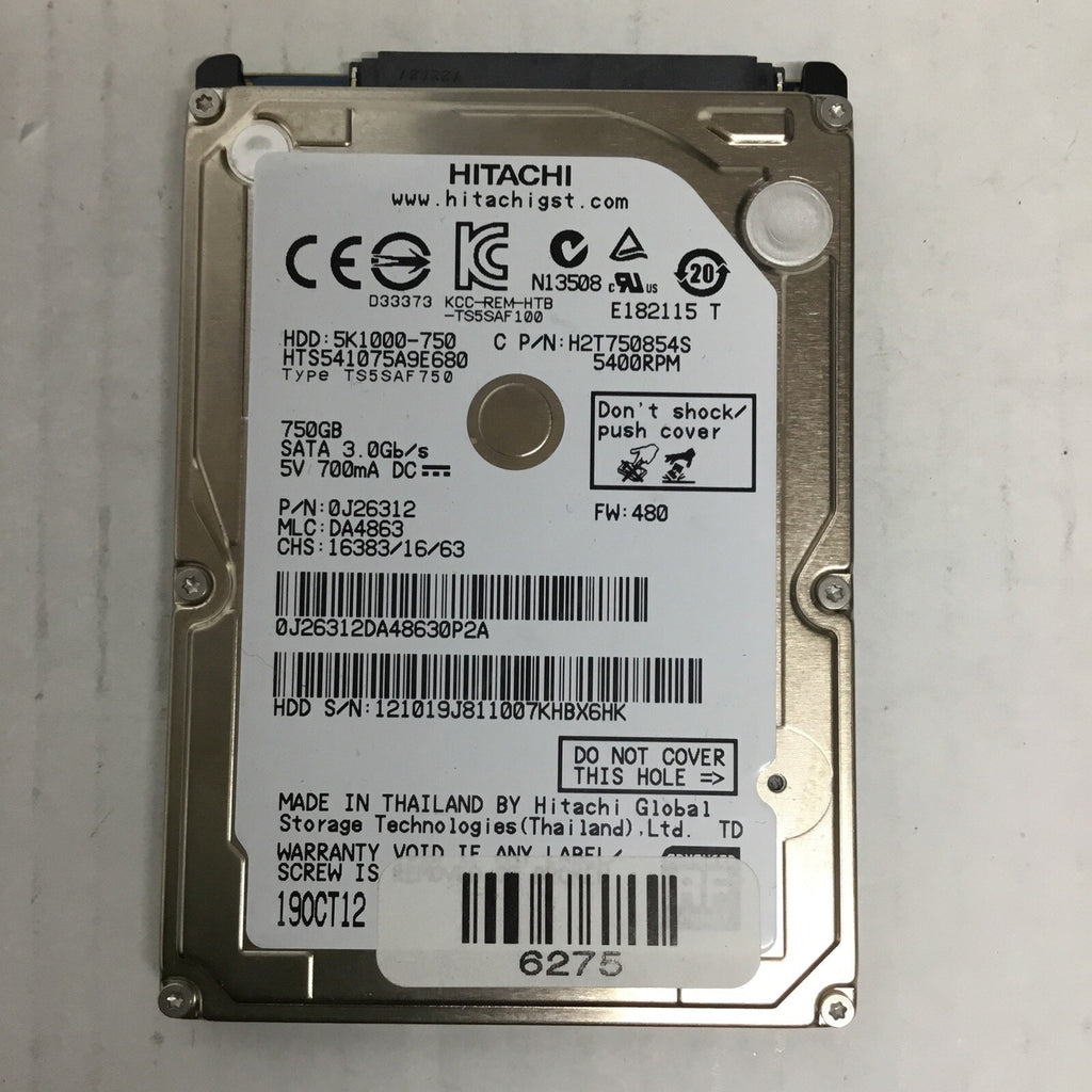 Hard Drive SATA Laptop 2.5" Hitachi HTS547575A9E384 750GB H2T750854S