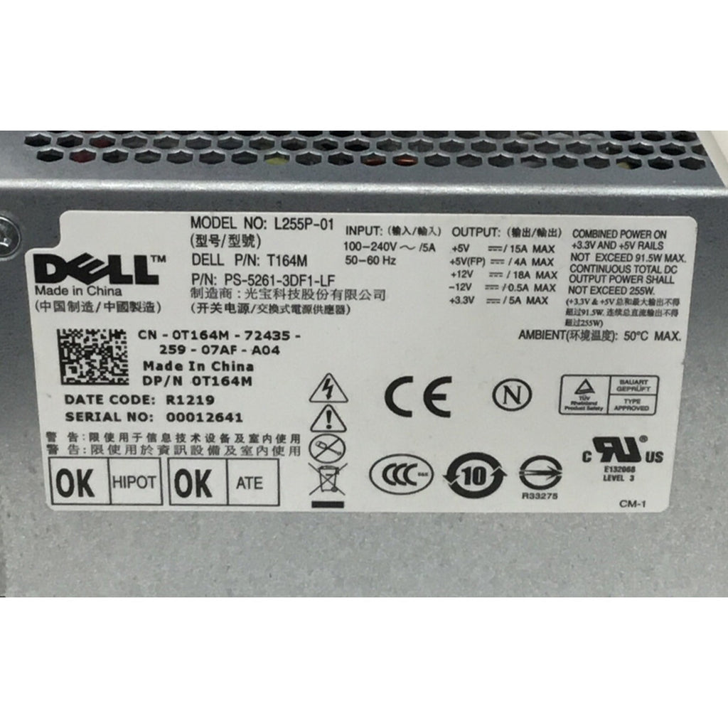 DELL OptiPlex 580 760 780 Desktop Computer Form Factor 255W power supply T164M
