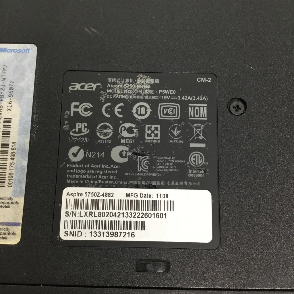 For Parts Acer Aspire 5750Z-4882