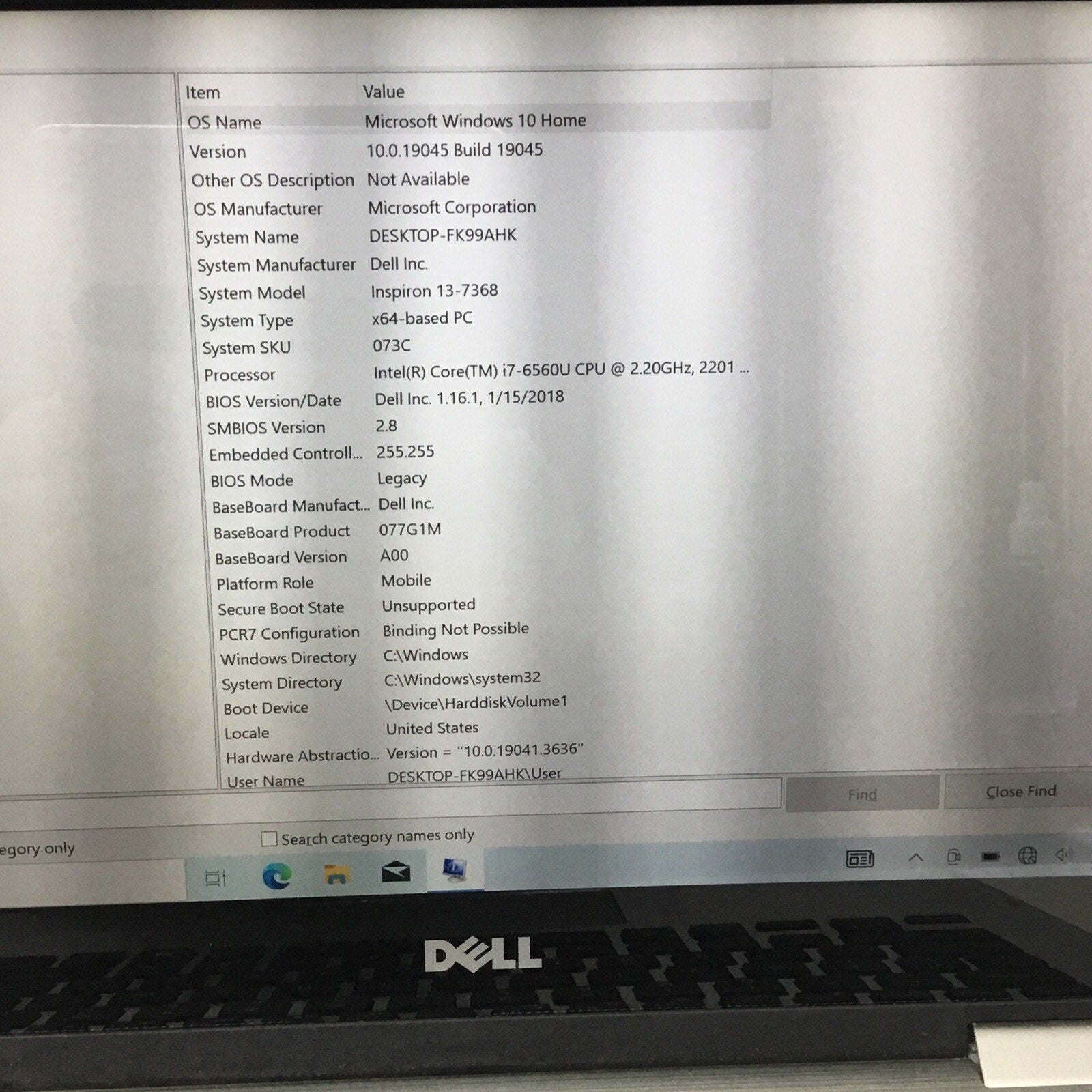 Dell Inspiron 13-7368 i7-65600U@2.50GHz 8GB Ram 256GB NVMe SSD Win10 W/ Charger