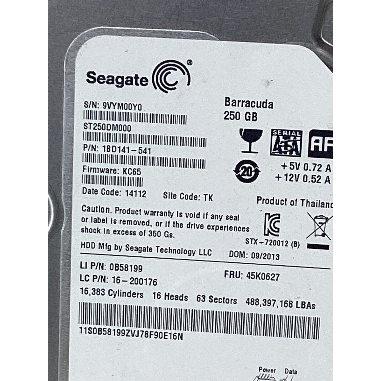 Seagate Barracuda ST250DM000 3.5" 250GB 7200RPM SATA Hard Drive