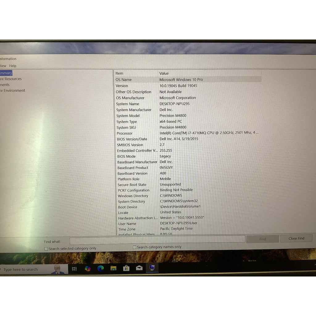 Dell Precision M4800 15.6" Laptop Intel i7-4710MQ 2.50GHz 8GB RAM W10 Pro