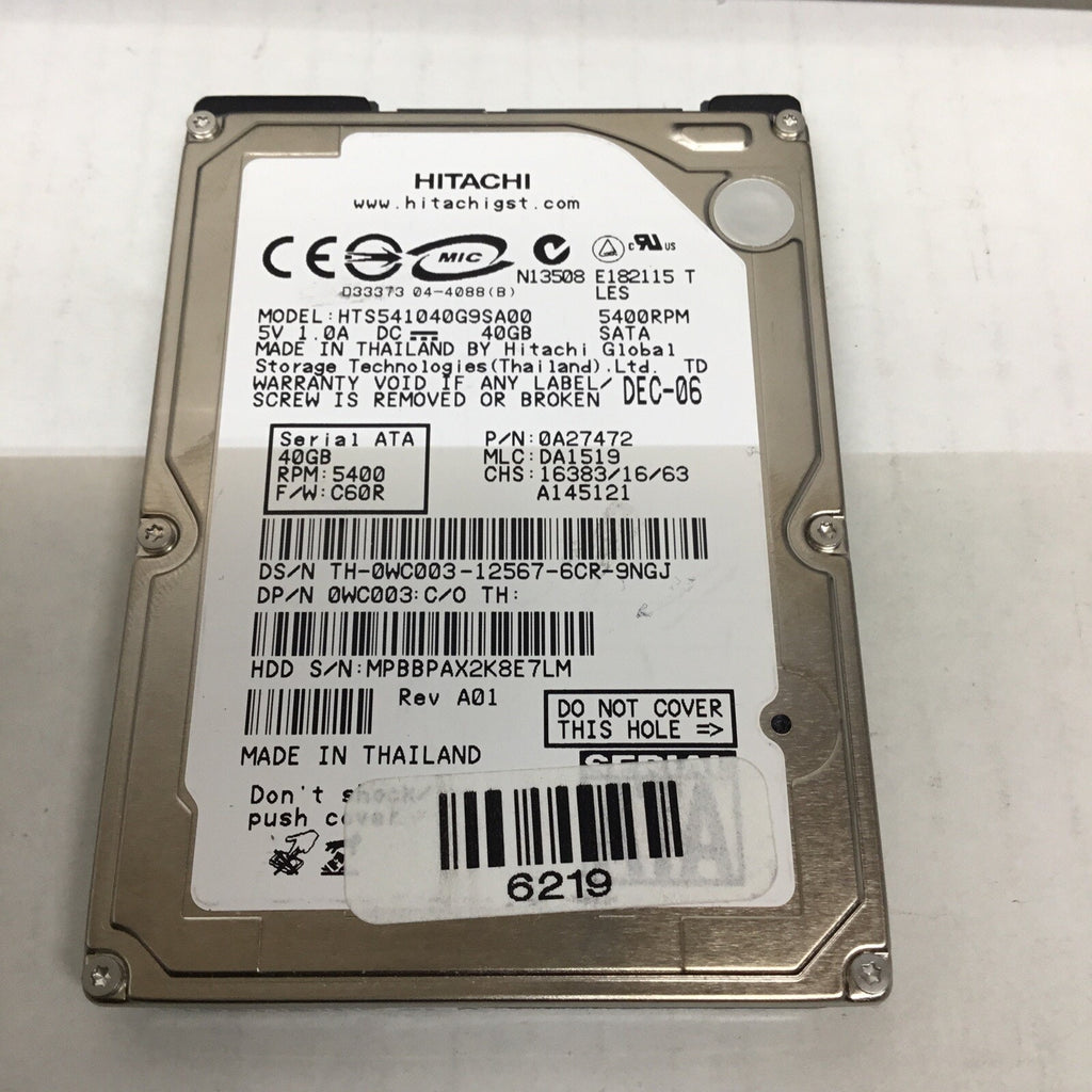 0WC003 - Dell 40GB 5400 RPM SATA 2.5" HDD