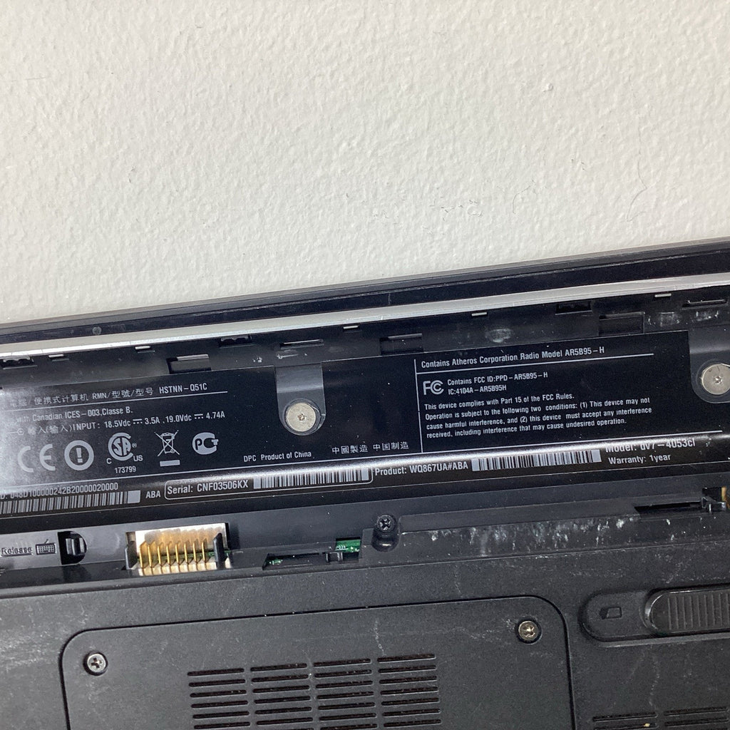 HP Pavilion dv7-4053cl 17.3" Laptop AMD N620 4GB RAM 500GB HDD - For Parts