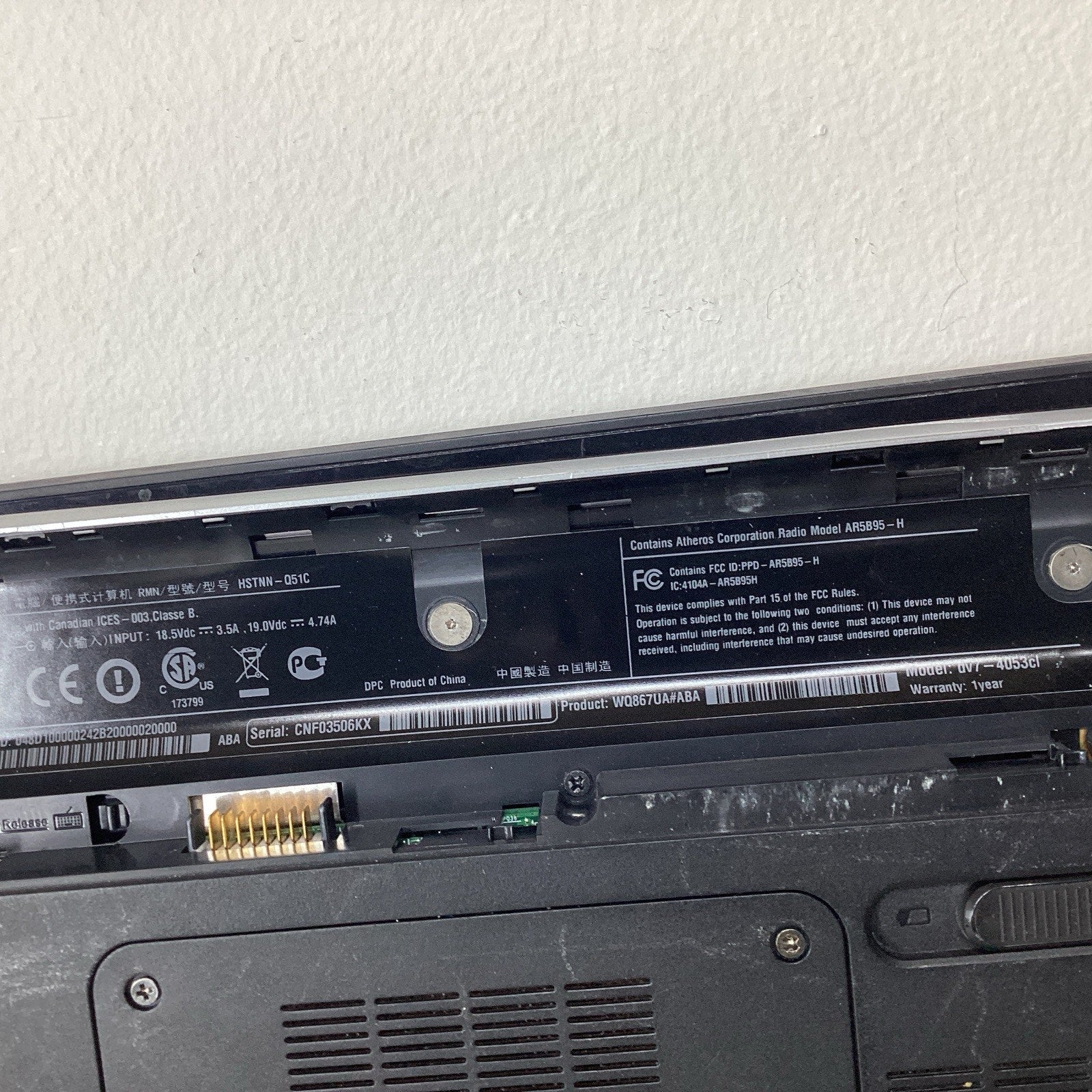 HP Pavilion dv7-4053cl 17.3" Laptop AMD N620 4GB RAM 500GB HDD - For Parts