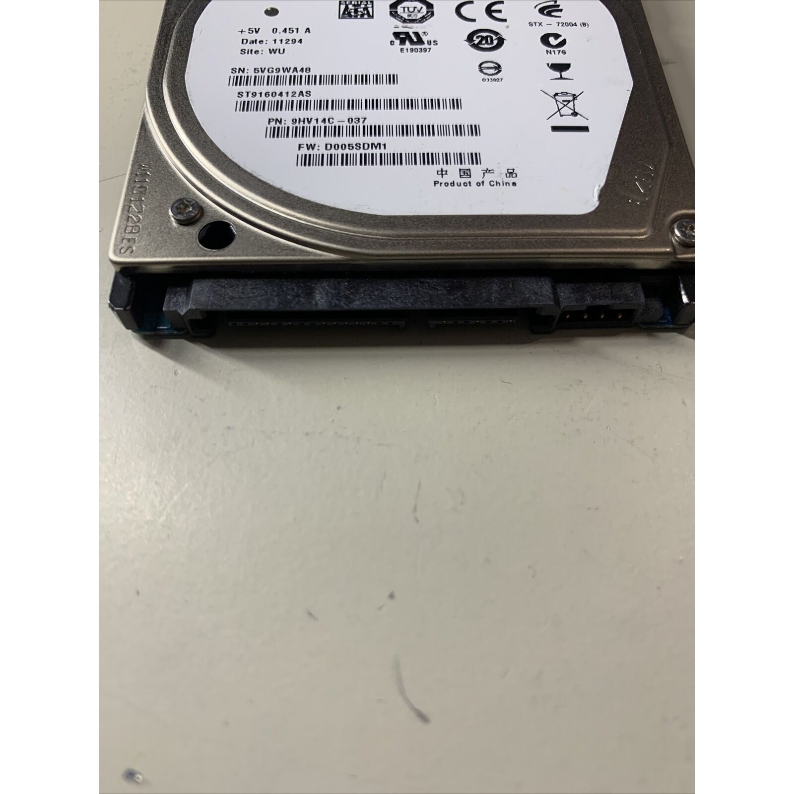 Seagate Momentus 7200.4 ST9160412AS 160GB 2.5" SATA II Laptop HDD 9HV14C-037