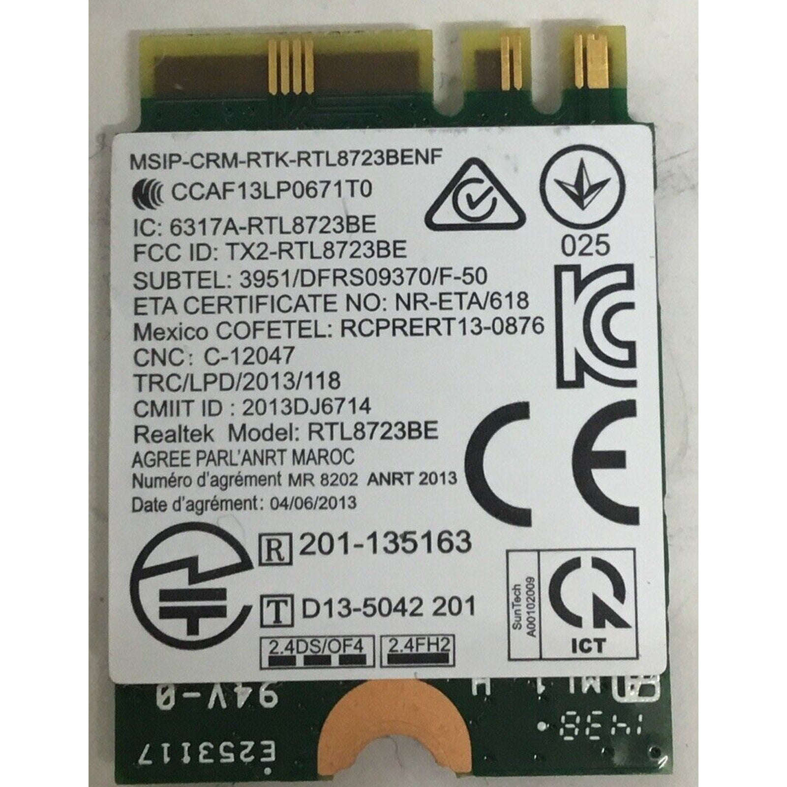 Realtek RTL8723BE Wireless WIFI Card Lenovo 20-200570 FRU 04X6025