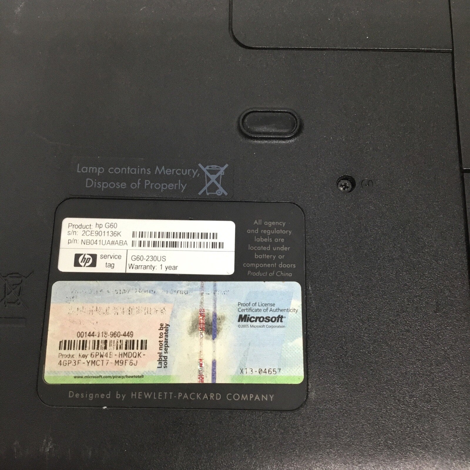 HP G60 Windows 7 Laptop READ DESC FOR PARTS.