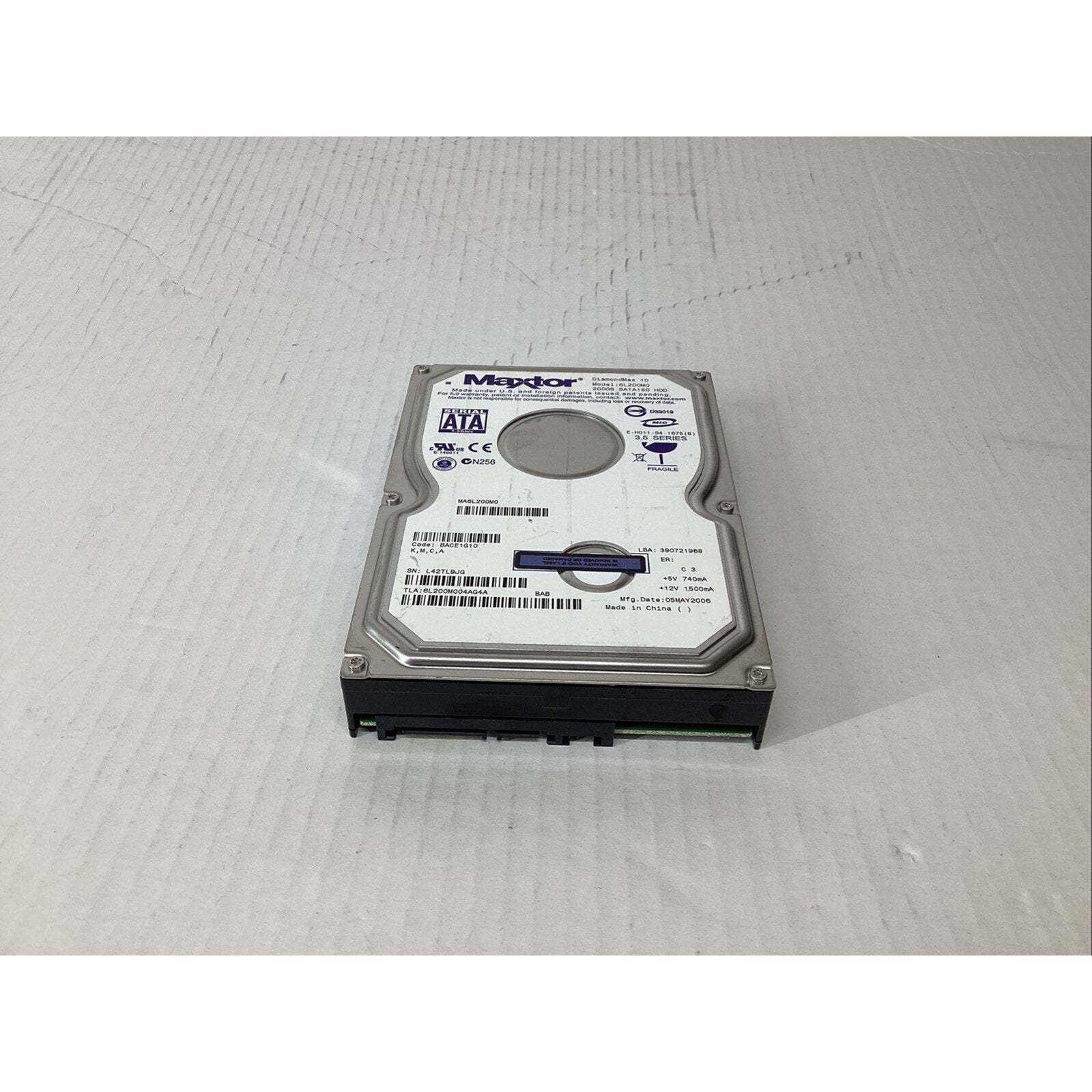 Maxtor DiamondMax 10 200GB SATA 6L200M0 BACE1G10 K,M,C,A MA6L200M0 Hard Drive