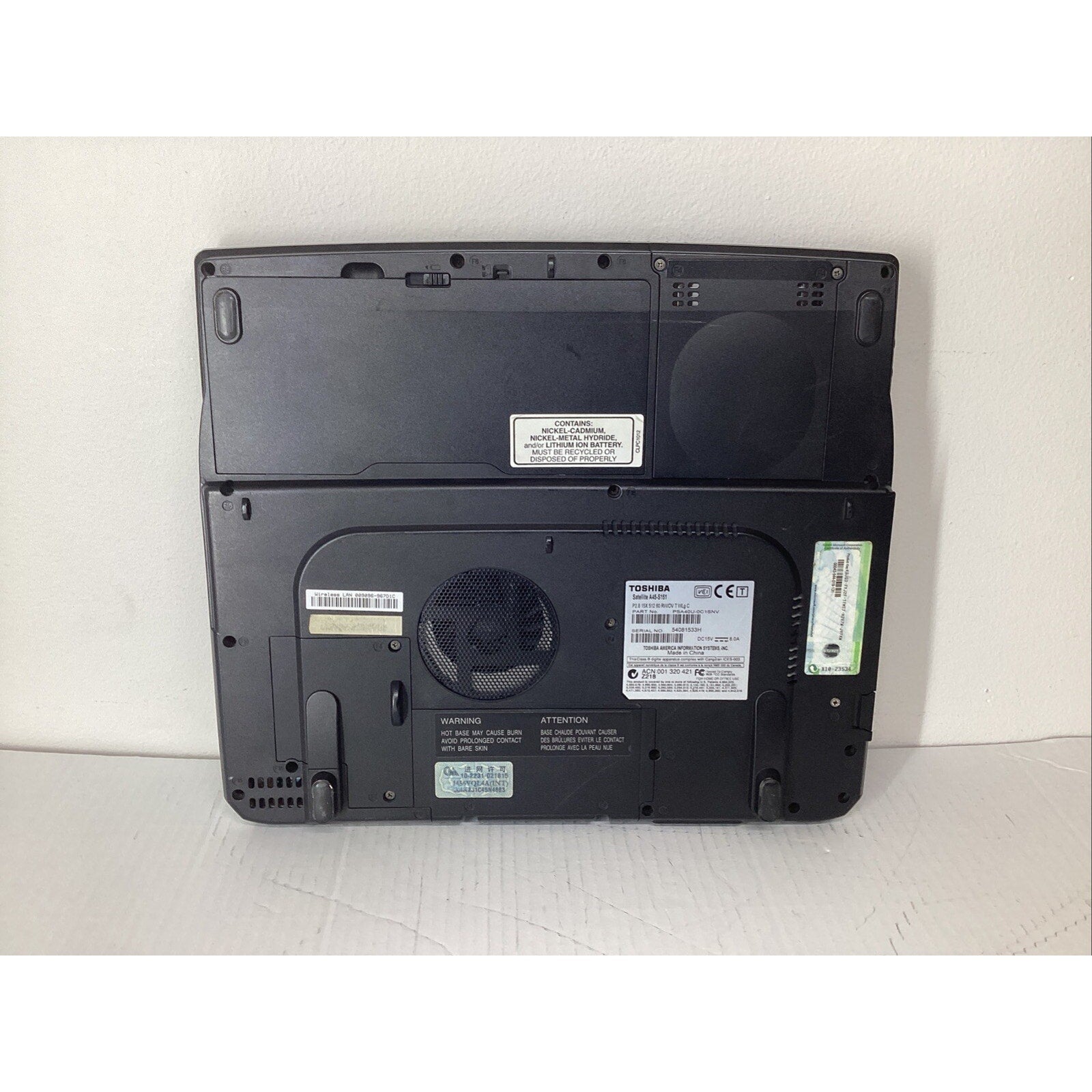 Toshiba Satellite A45-S151 Laptop 60GB HDD Intel Pentium 4 - For Parts