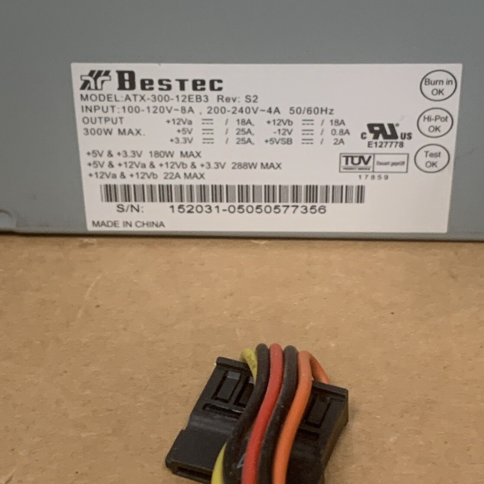Bestec ATX-300-12EB3 Rev S2 Desktop PC Power Supply