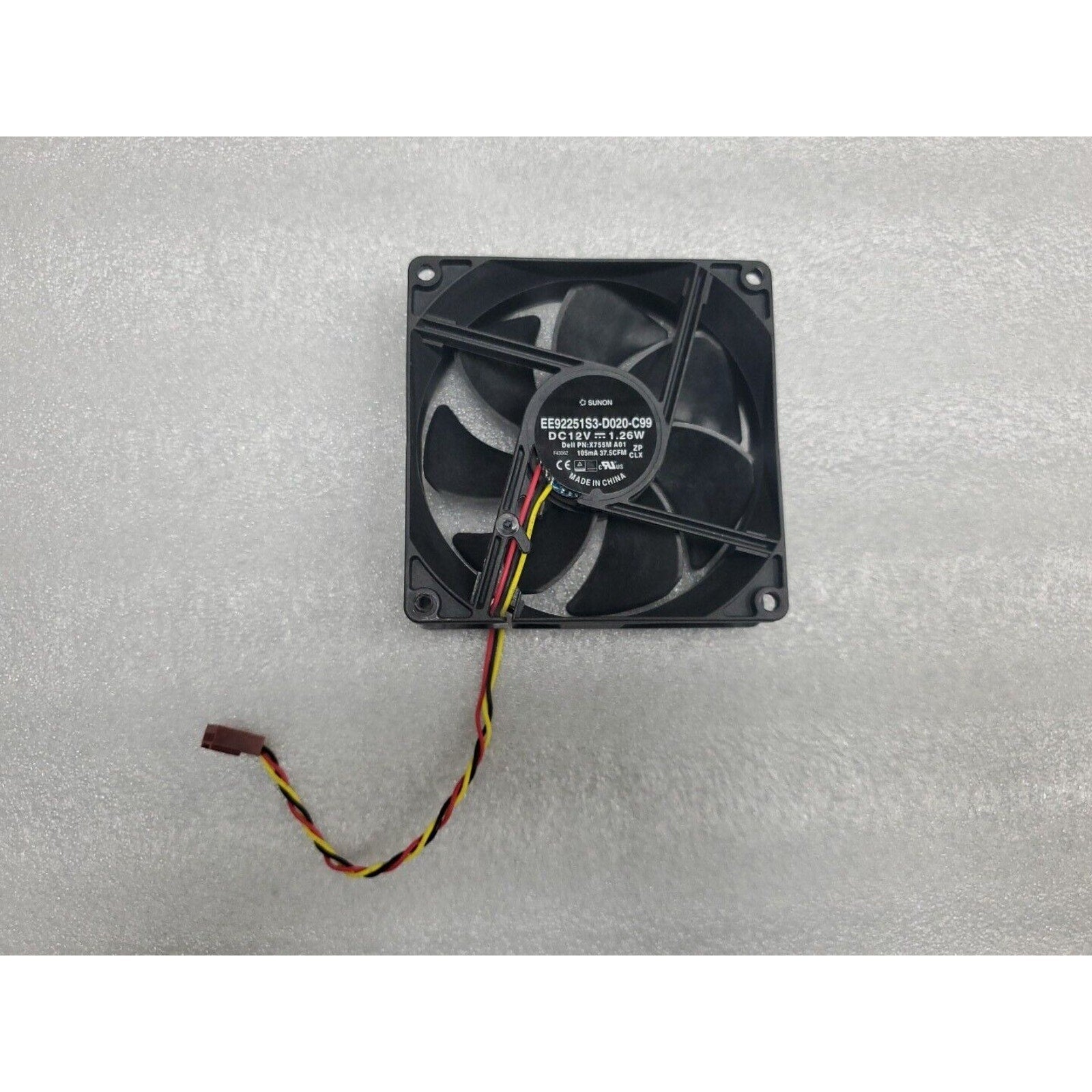 SUNON EE92251S3-D020-C99 DC 12V 1.26W X755M A01 105mA 37.5CFM 92mm 3-Pin