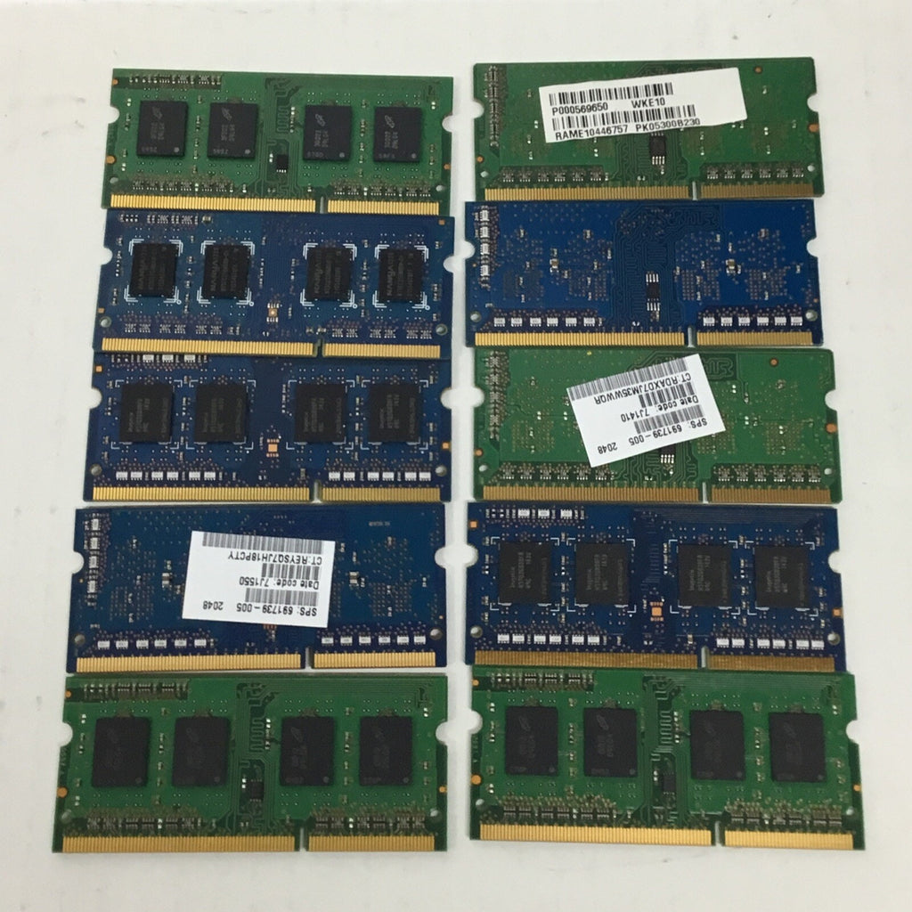 Lot of 10 Assorted Brand 2GB DDR3 Ram SODIMM