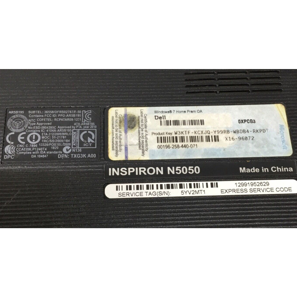 Genuine Dell Inspiron N5050 15.6" Bottom Base Cover YJ0RW CN-0YJ0RW