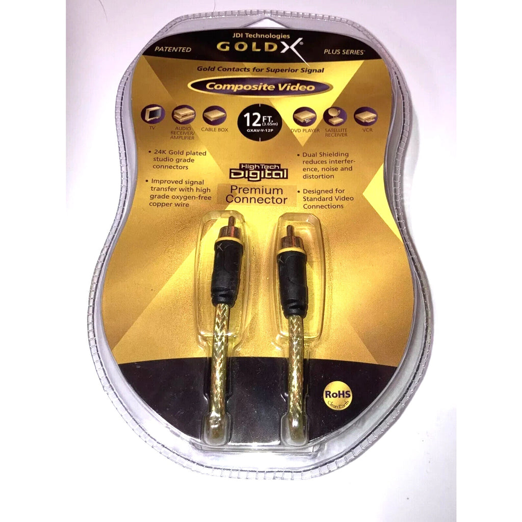 12 ft. Composite Video Cable TV VCR DVD SATELLITE GoldX Plus Series